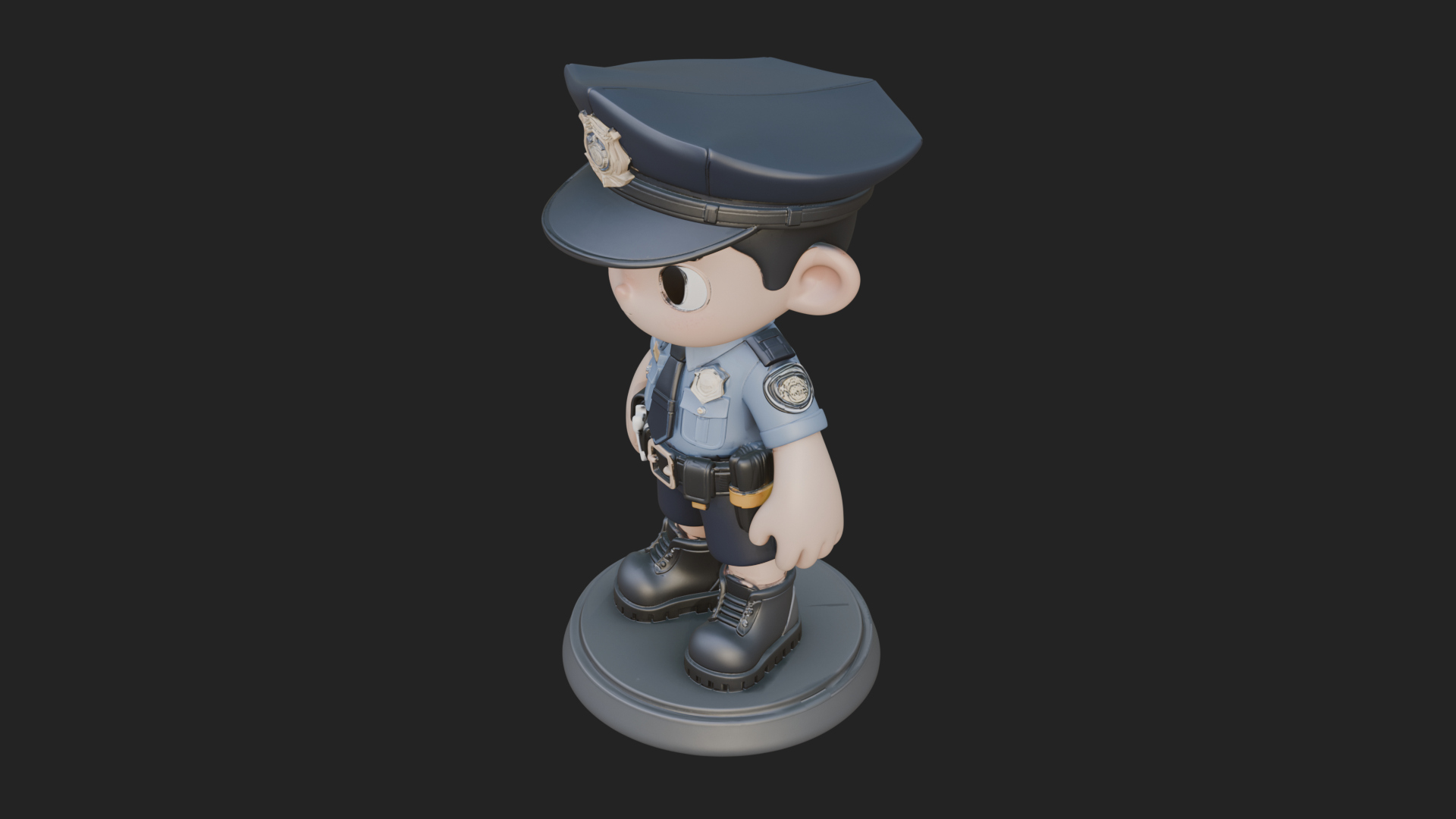 Chibi Police Officer Statue Design 7 3D Print Model 3D Model
