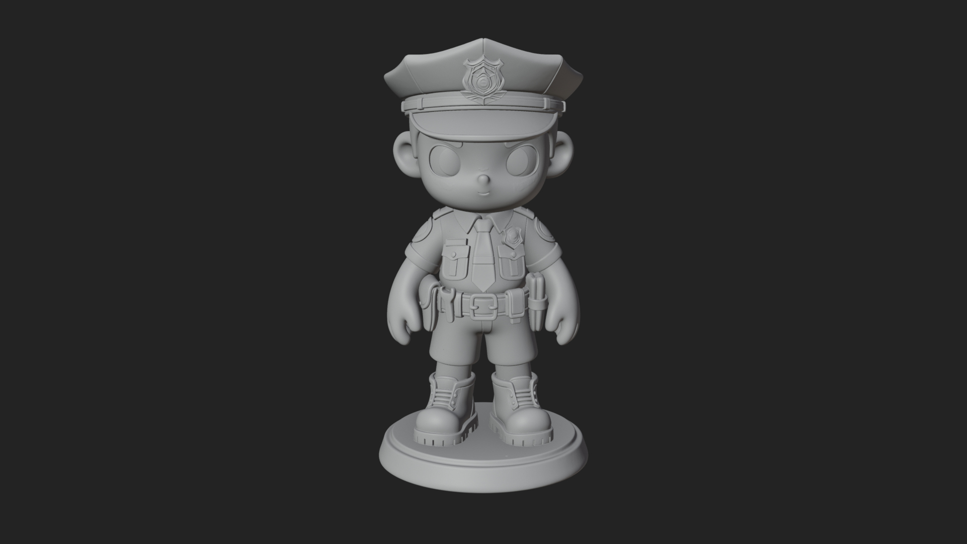 Chibi Police Officer Statue Design 7 3D Print Model 3D Model