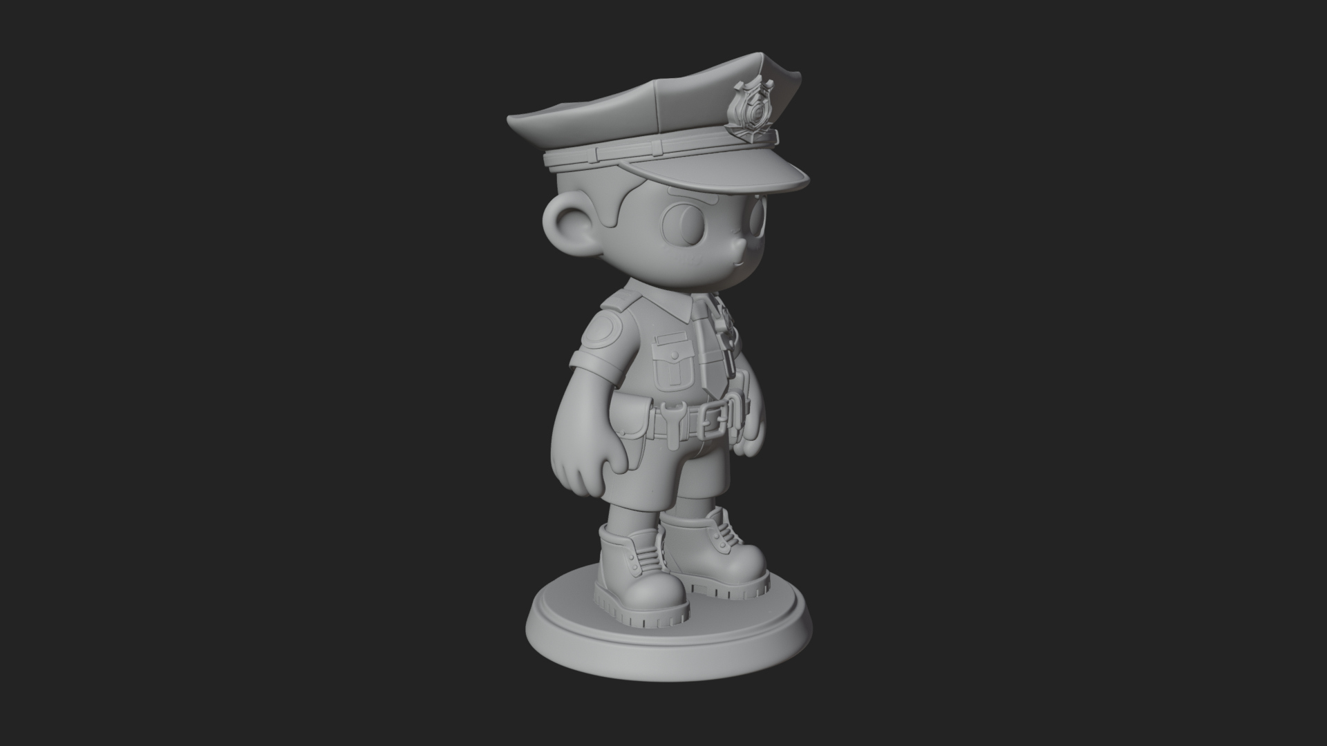 Chibi Police Officer Statue Design 7 3D Print Model 3D Model