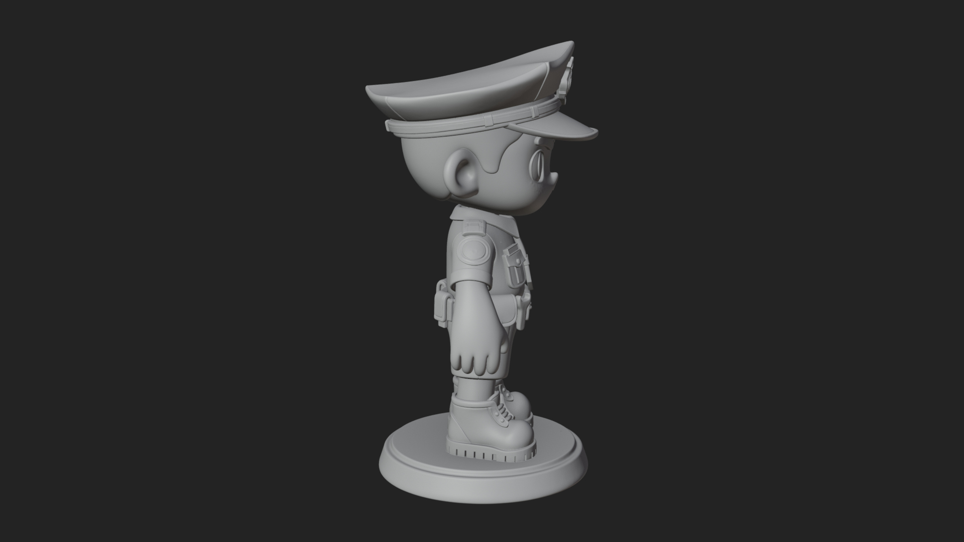 Chibi Police Officer Statue Design 7 3D Print Model 3D Model