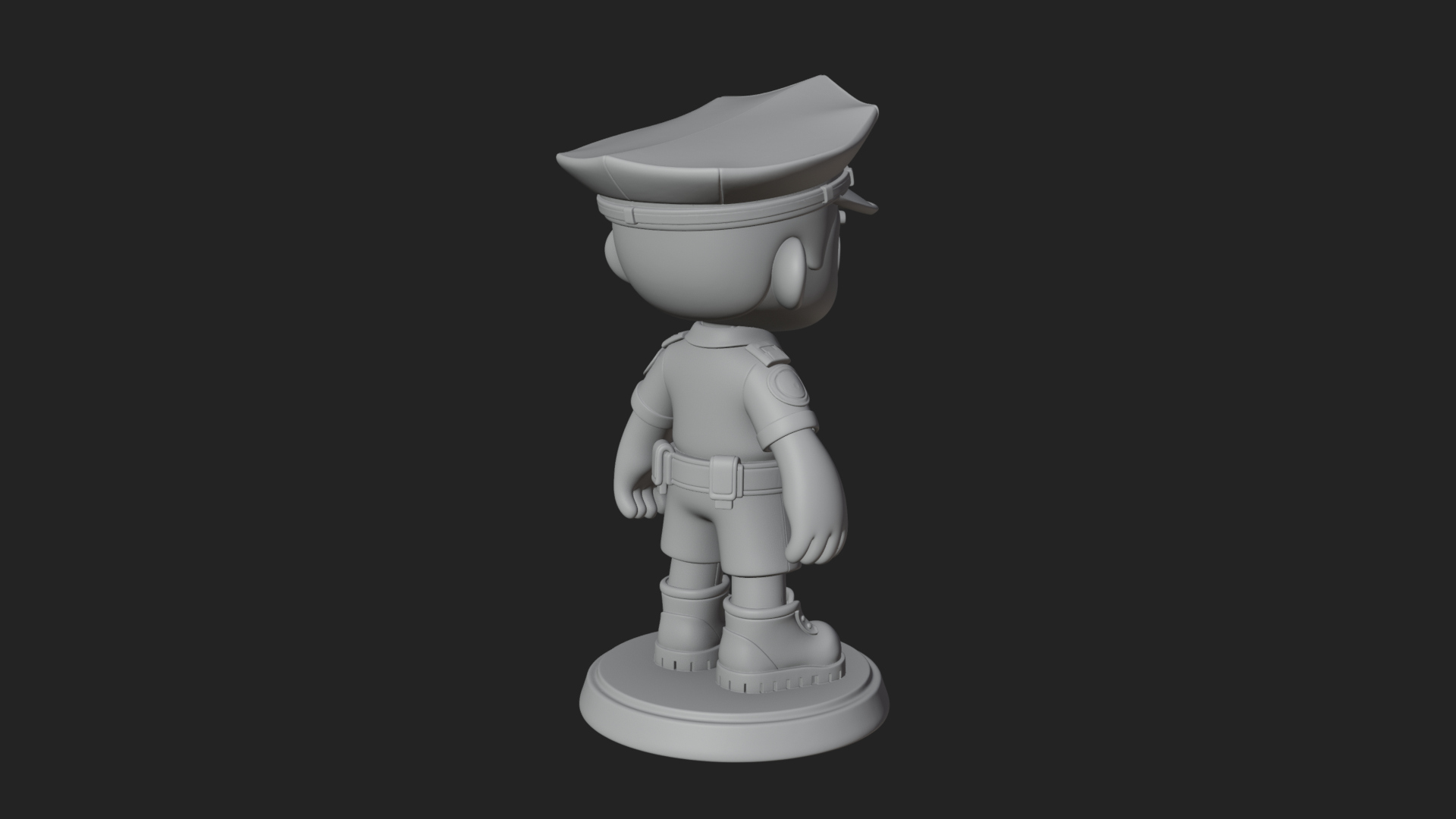 Chibi Police Officer Statue Design 7 3D Print Model 3D Model