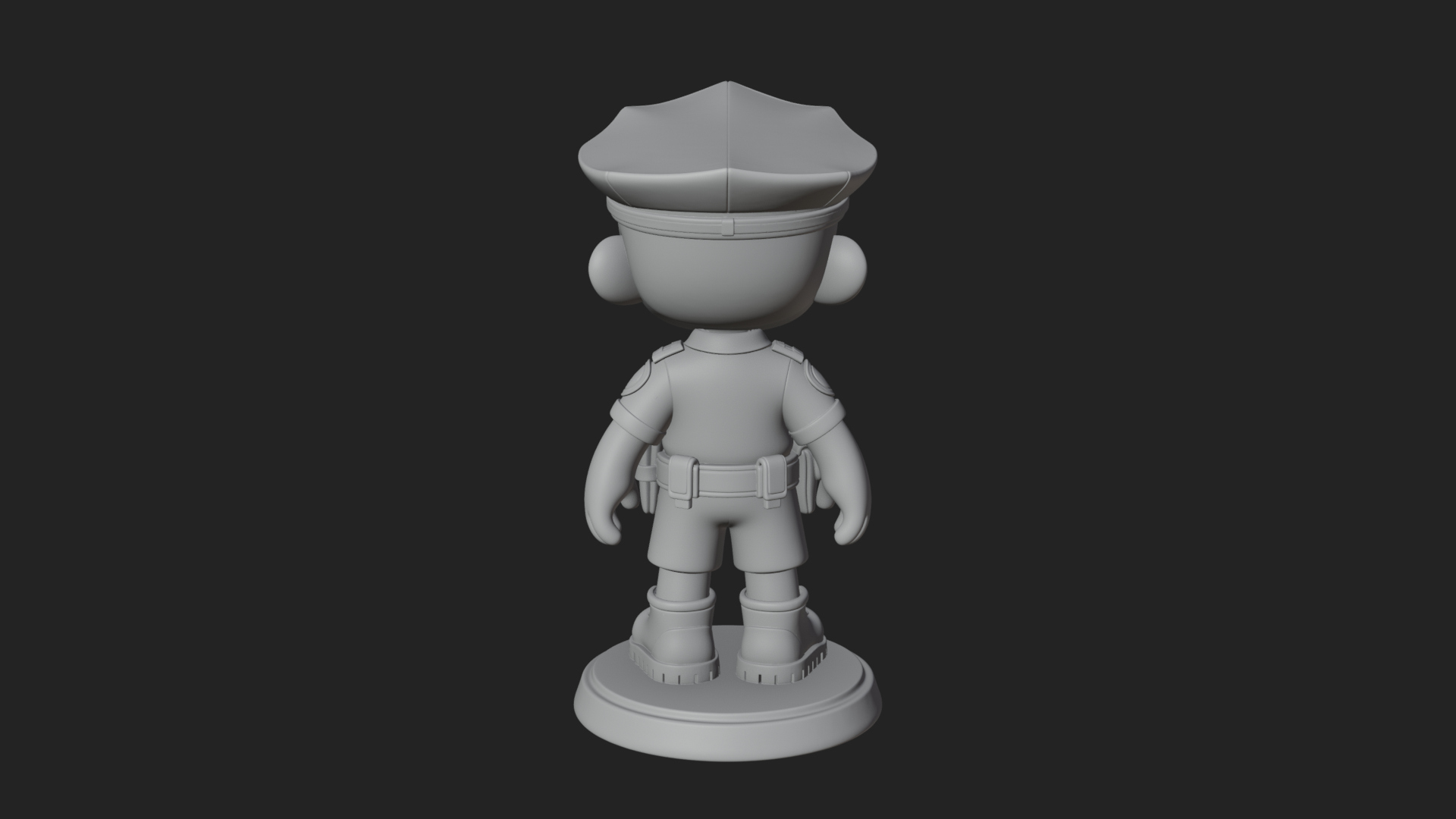 Chibi Police Officer Statue Design 7 3D Print Model 3D Model