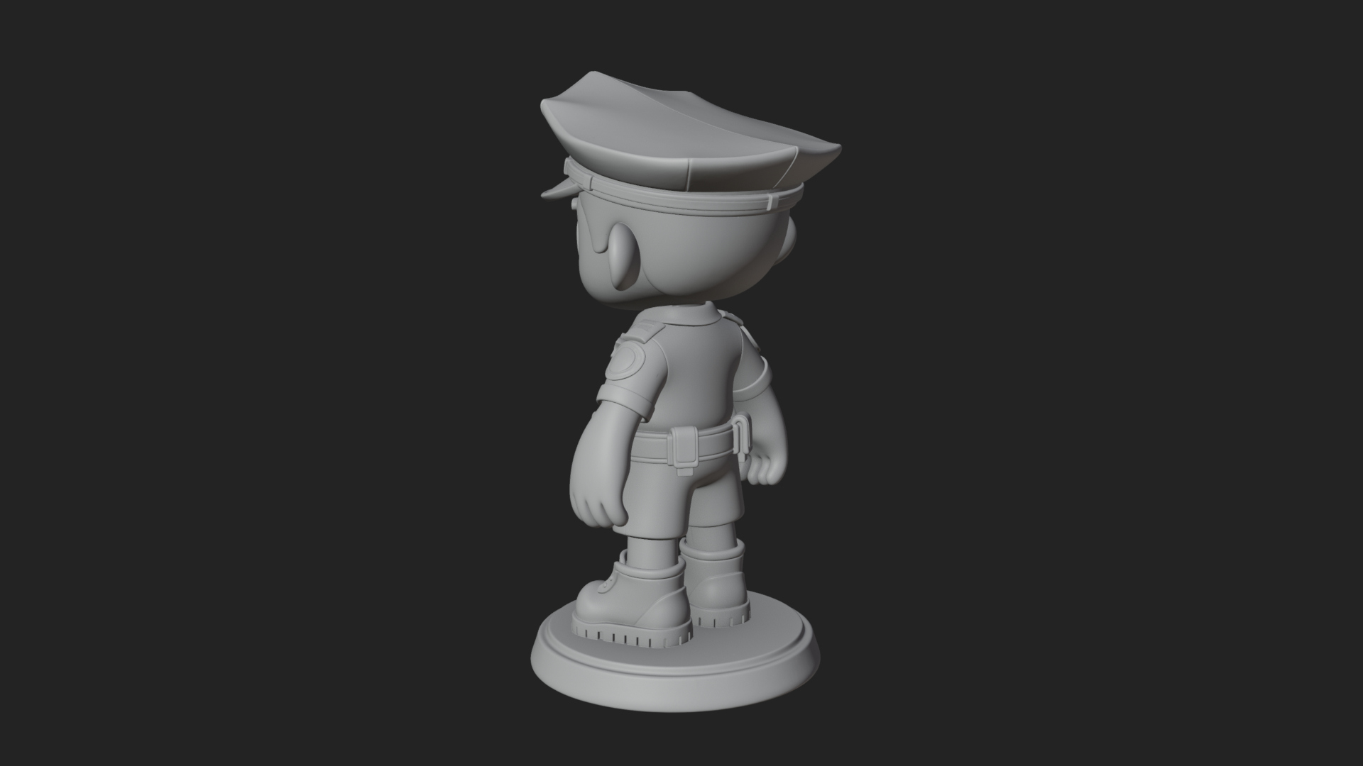 Chibi Police Officer Statue Design 7 3D Print Model 3D Model