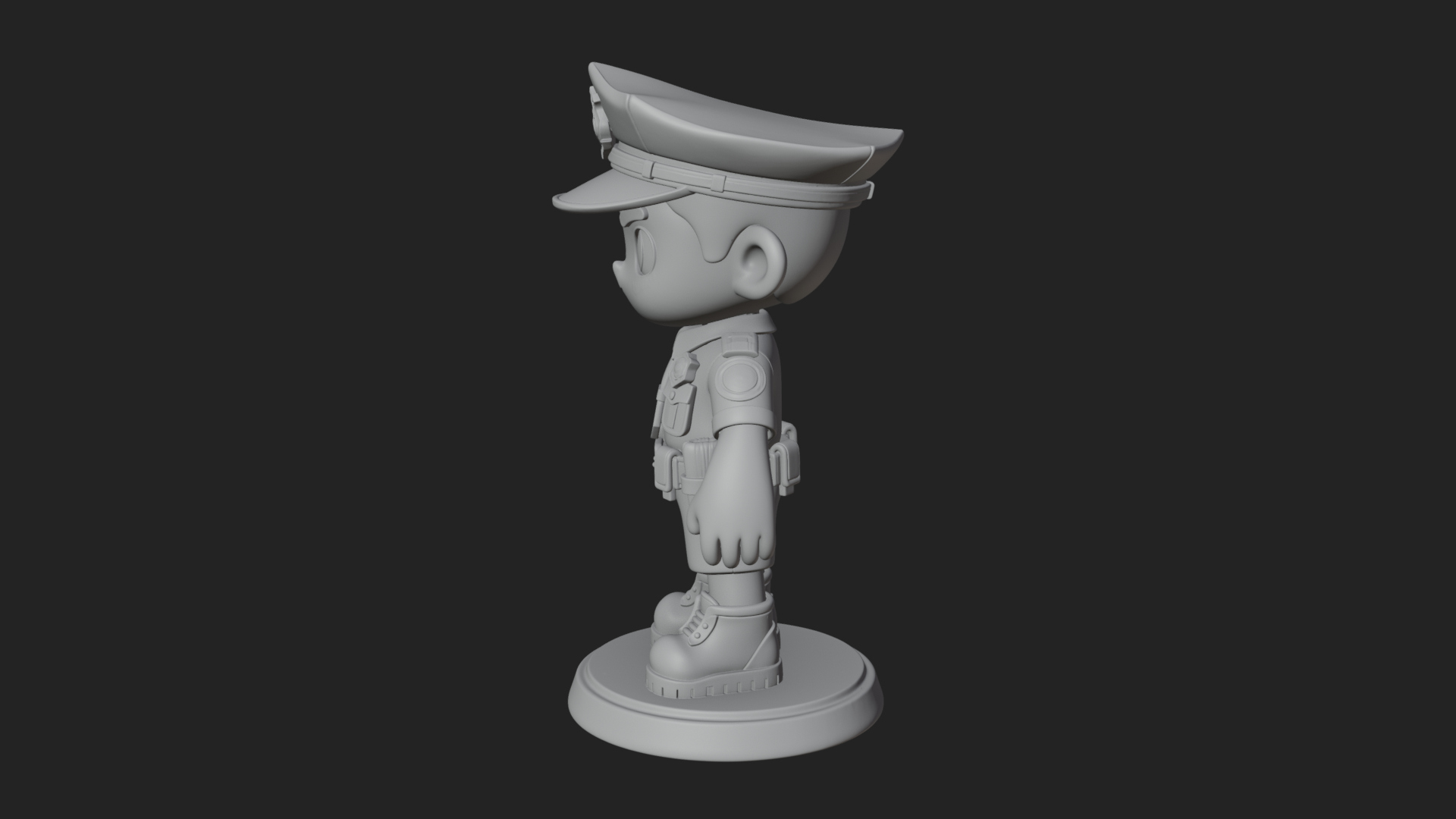 Chibi Police Officer Statue Design 7 3D Print Model 3D Model