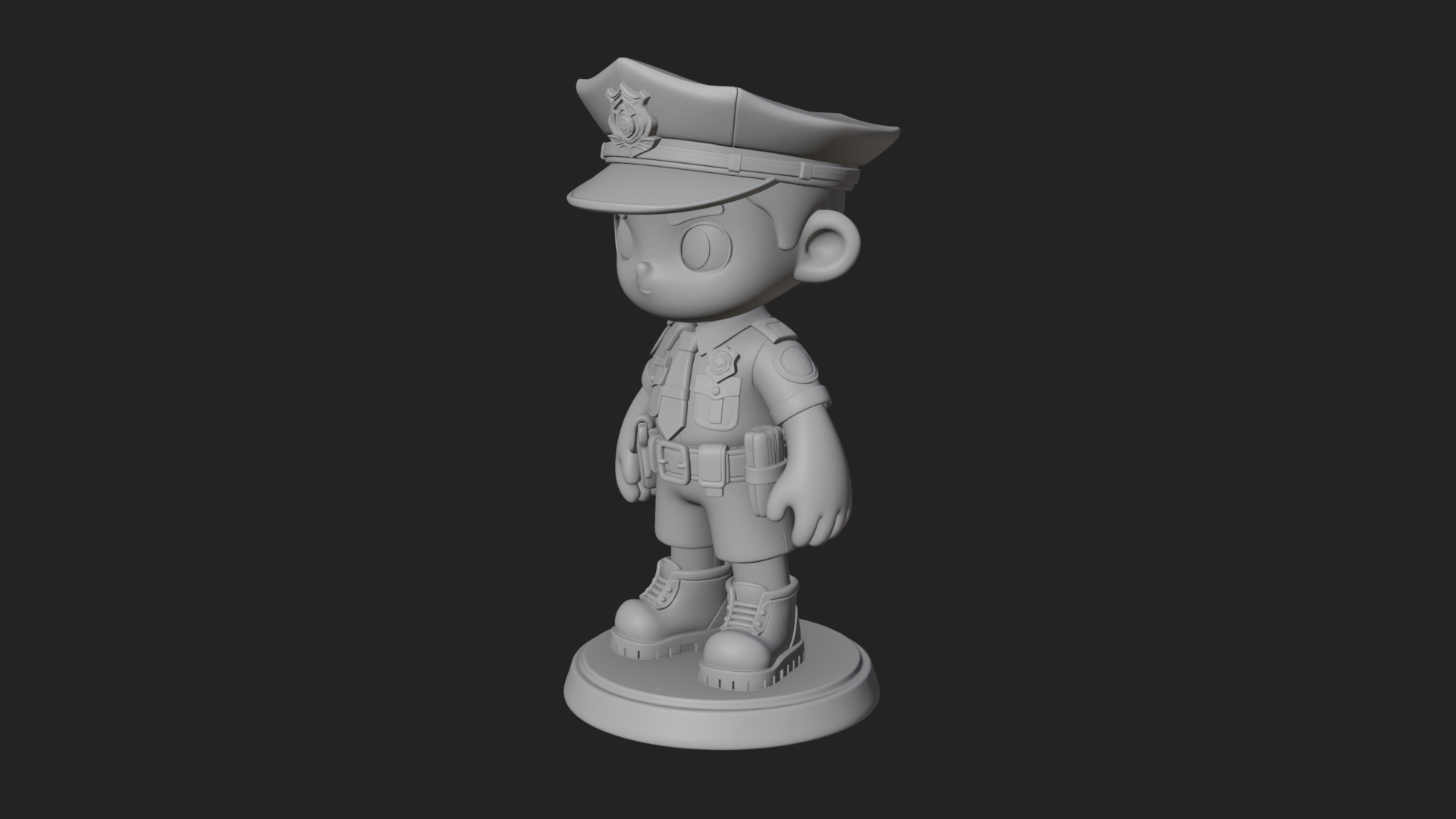 Chibi Police Officer Statue Design 7 3D Print Model 3D Model