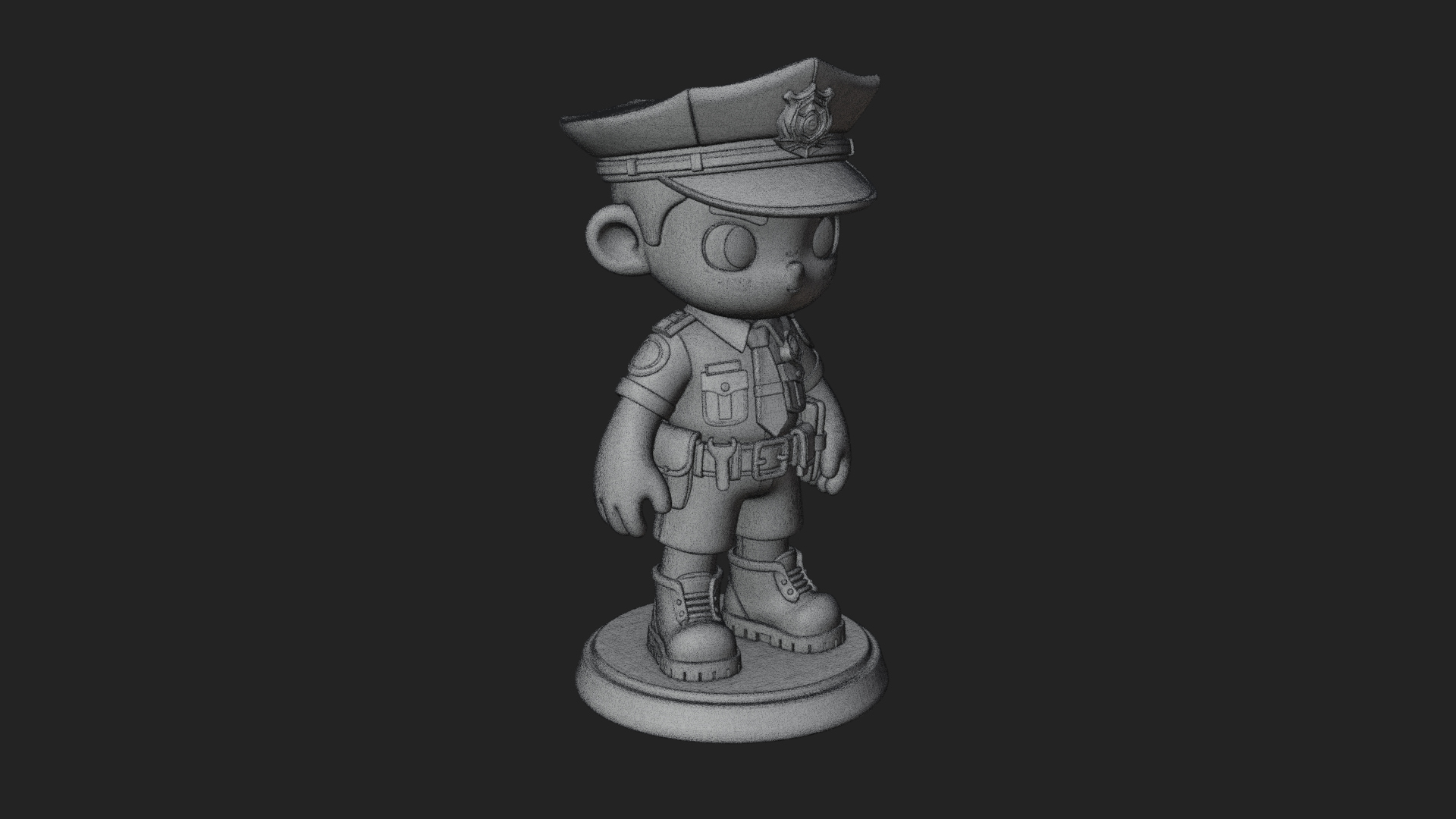 Chibi Police Officer Statue Design 7 3D Print Model 3D Model