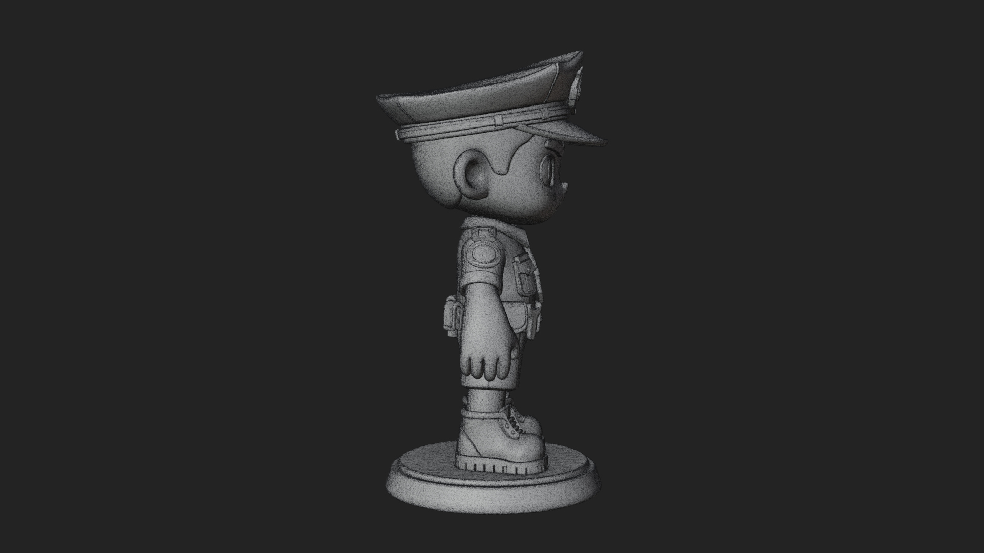 Chibi Police Officer Statue Design 7 3D Print Model 3D Model