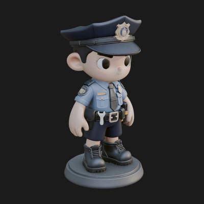 Chibi Police Officer Statue Design 7 3D Print Model