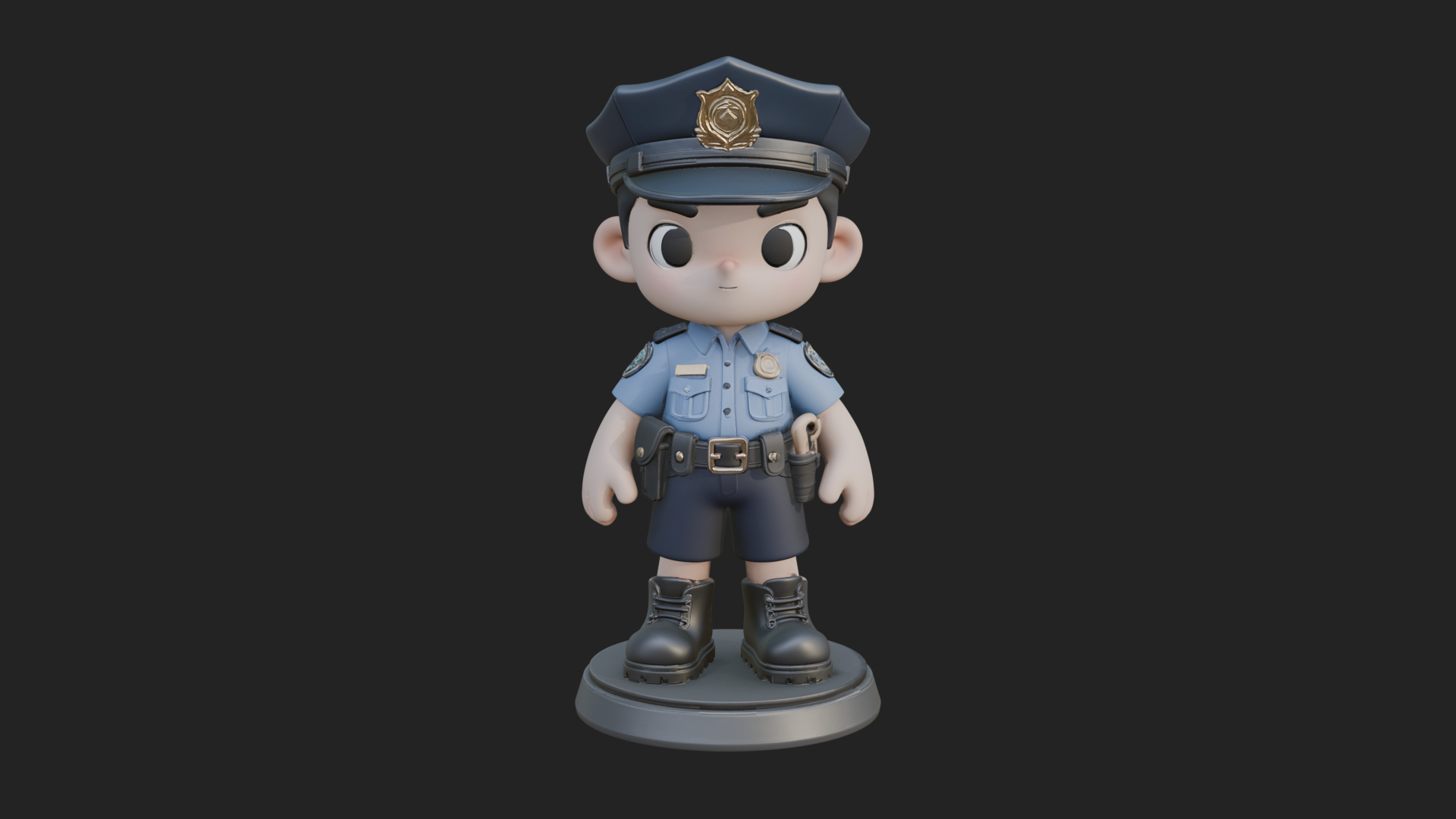 Chibi Police Officer Statue Design 8 3D Print Model 3D Model