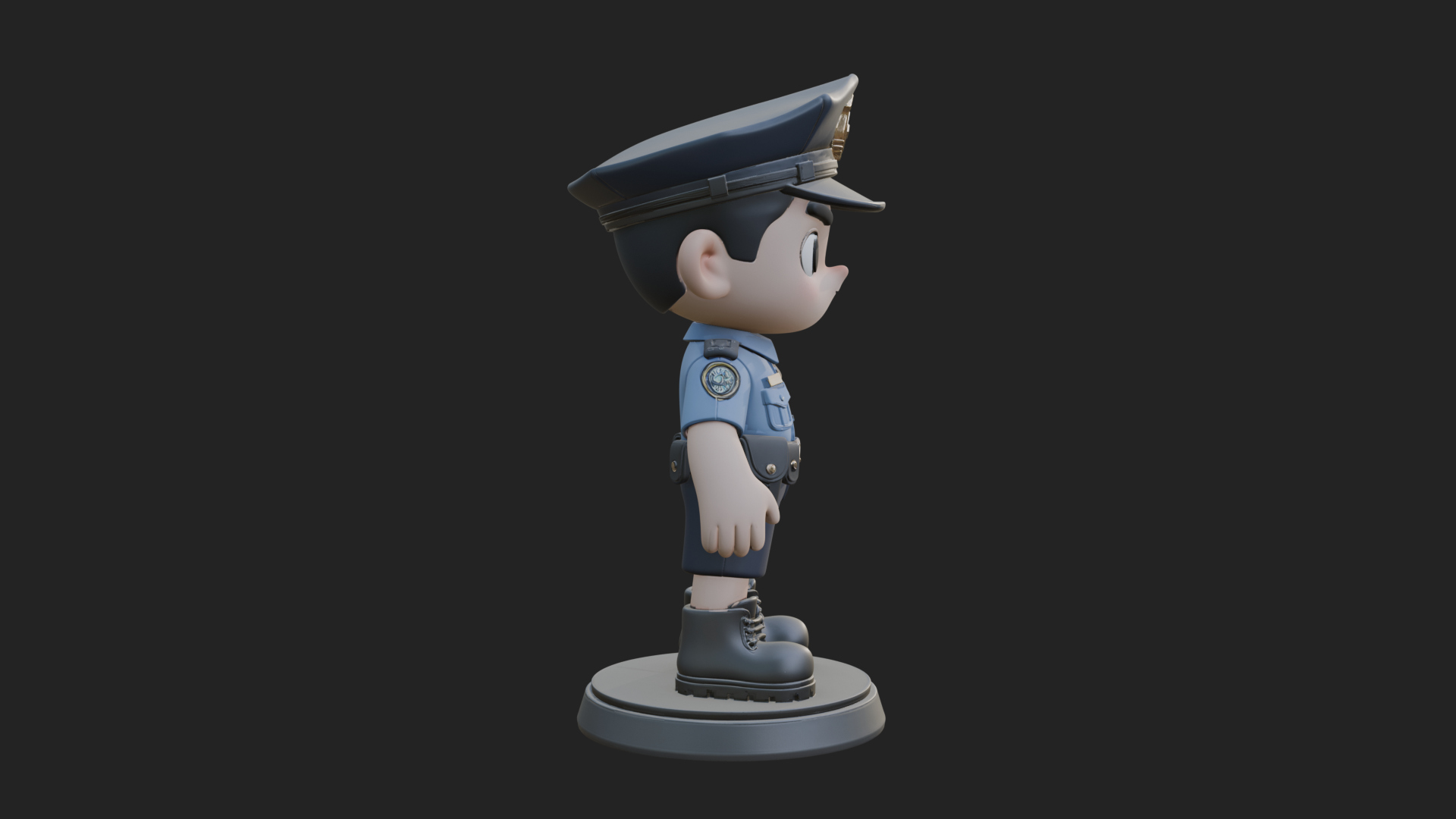 Chibi Police Officer Statue Design 8 3D Print Model 3D Model