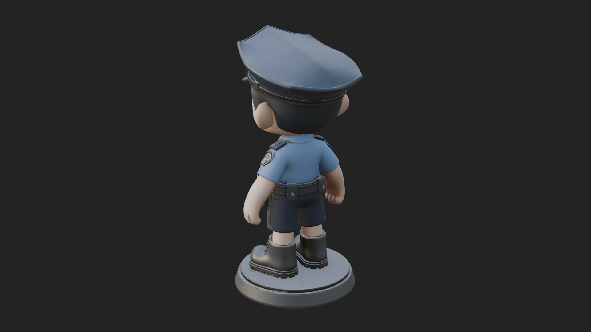 Chibi Police Officer Statue Design 8 3D Print Model 3D Model