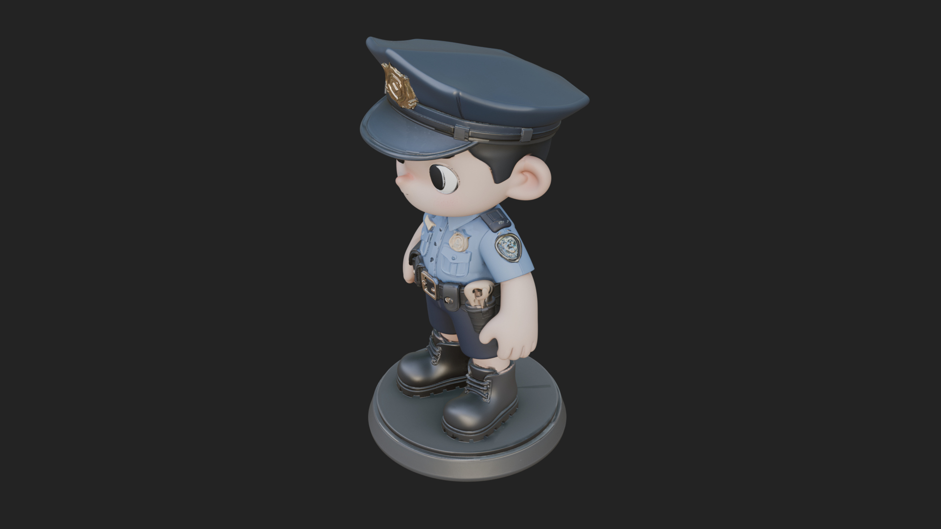 Chibi Police Officer Statue Design 8 3D Print Model 3D Model
