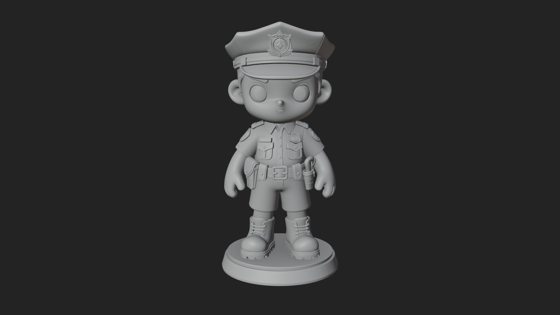 Chibi Police Officer Statue Design 8 3D Print Model 3D Model
