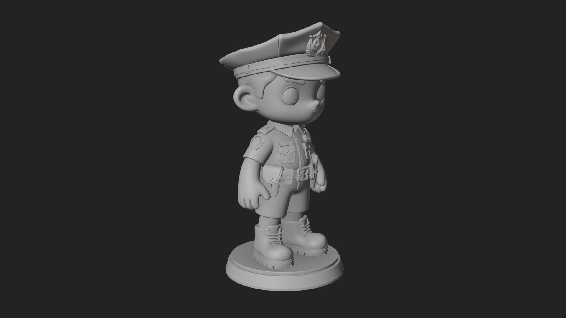 Chibi Police Officer Statue Design 8 3D Print Model 3D Model
