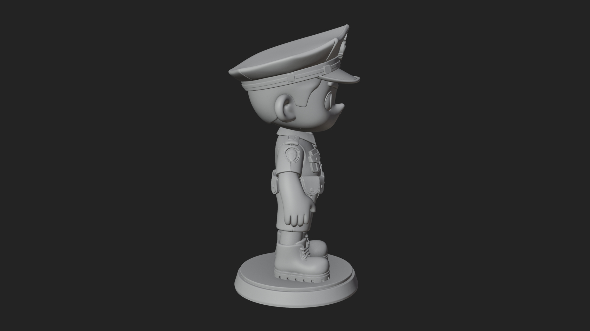 Chibi Police Officer Statue Design 8 3D Print Model 3D Model