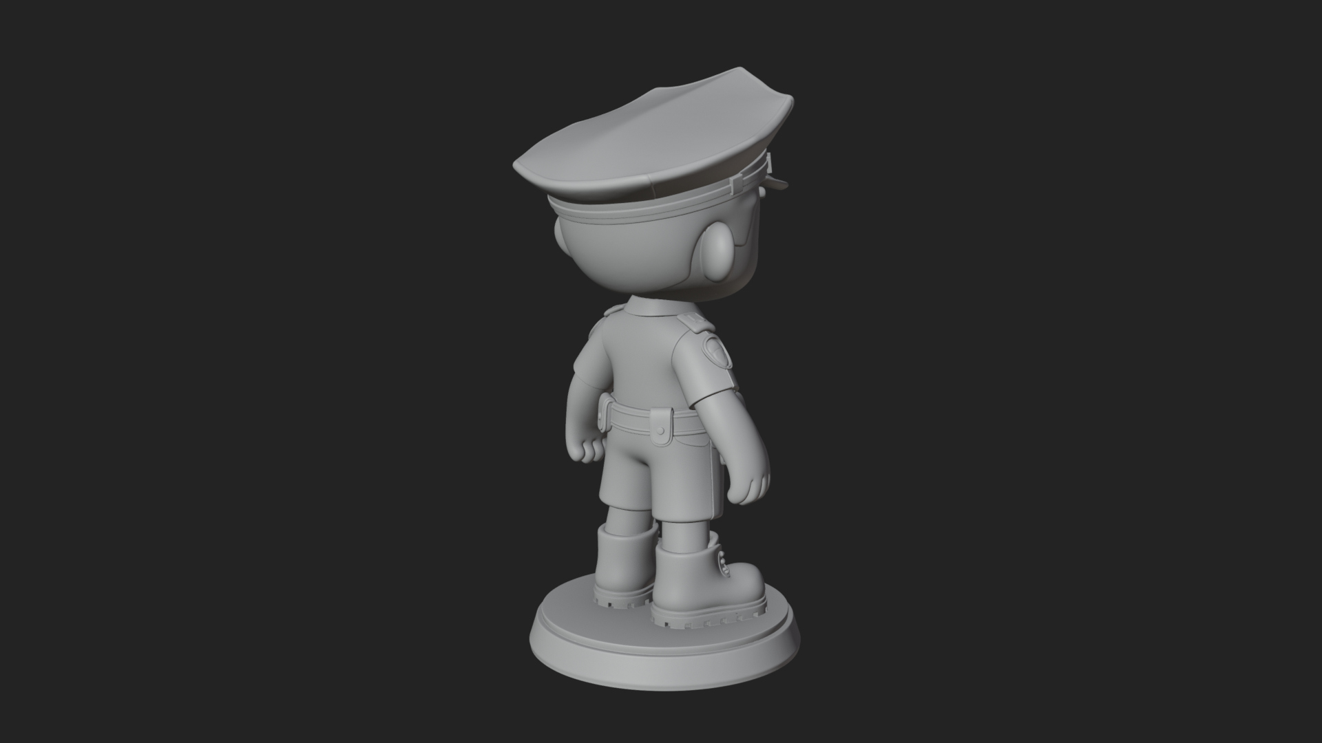 Chibi Police Officer Statue Design 8 3D Print Model 3D Model