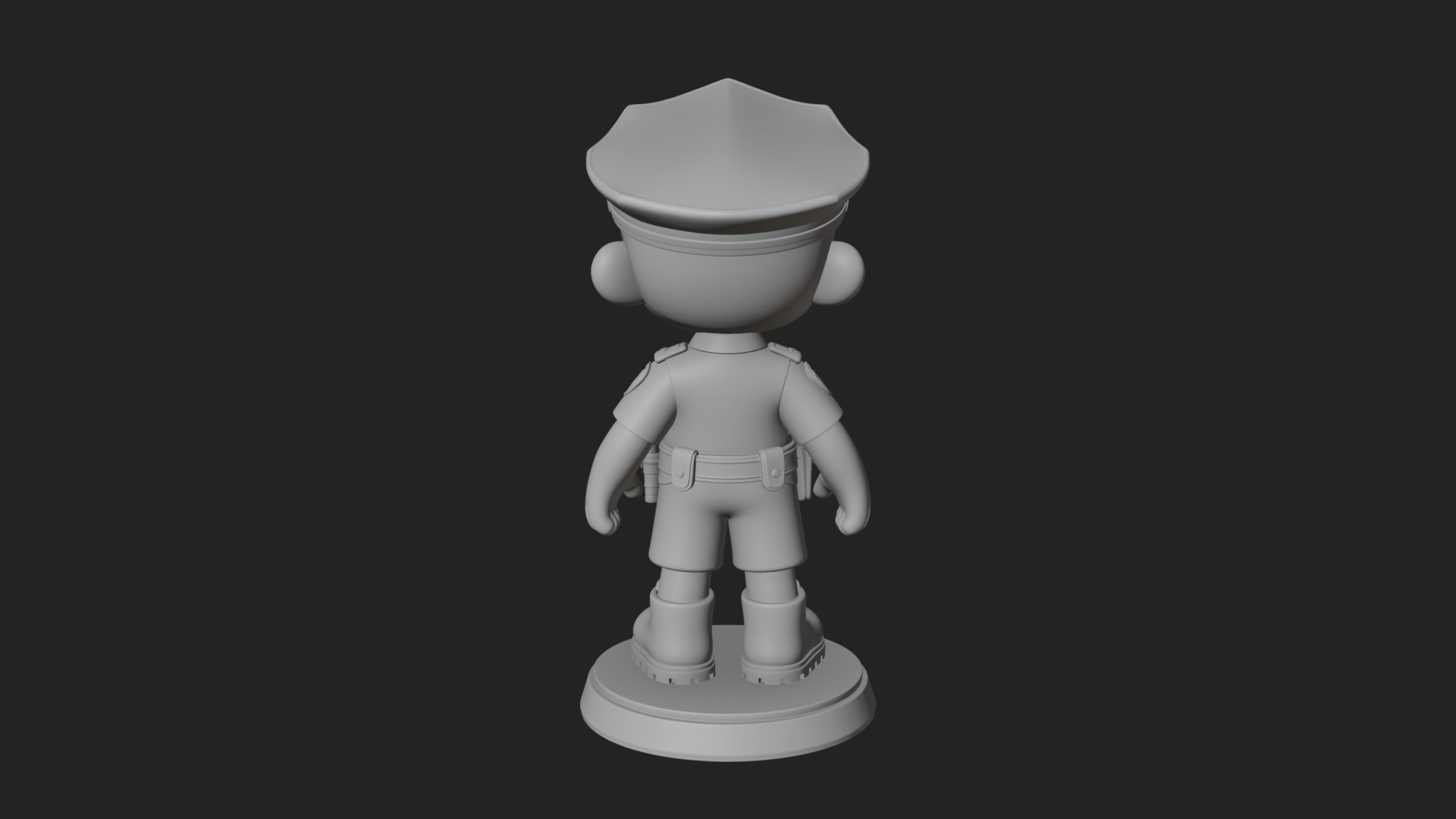Chibi Police Officer Statue Design 8 3D Print Model 3D Model
