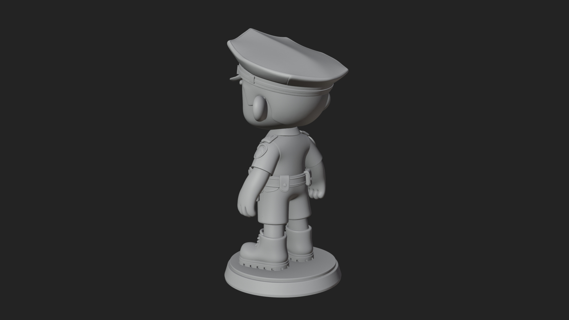 Chibi Police Officer Statue Design 8 3D Print Model 3D Model