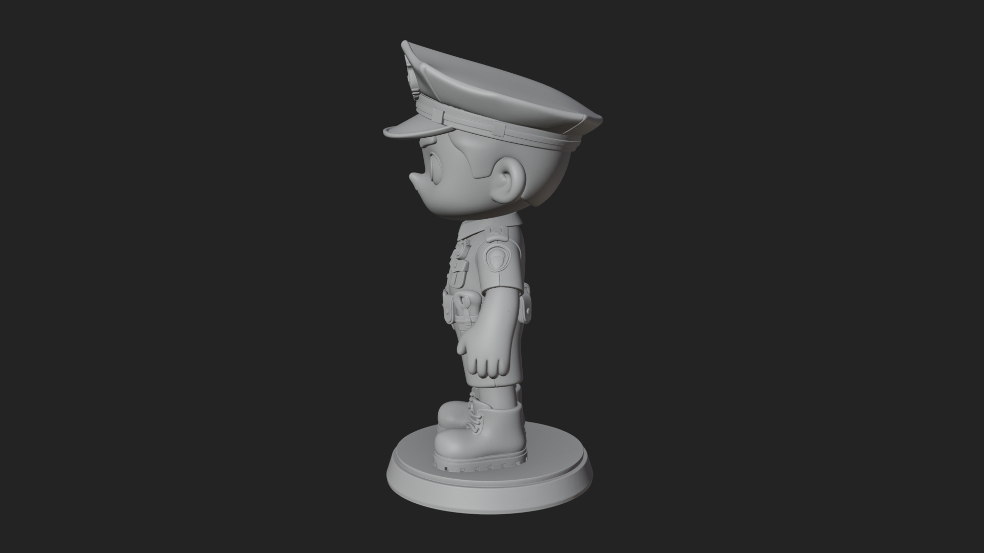 Chibi Police Officer Statue Design 8 3D Print Model 3D Model