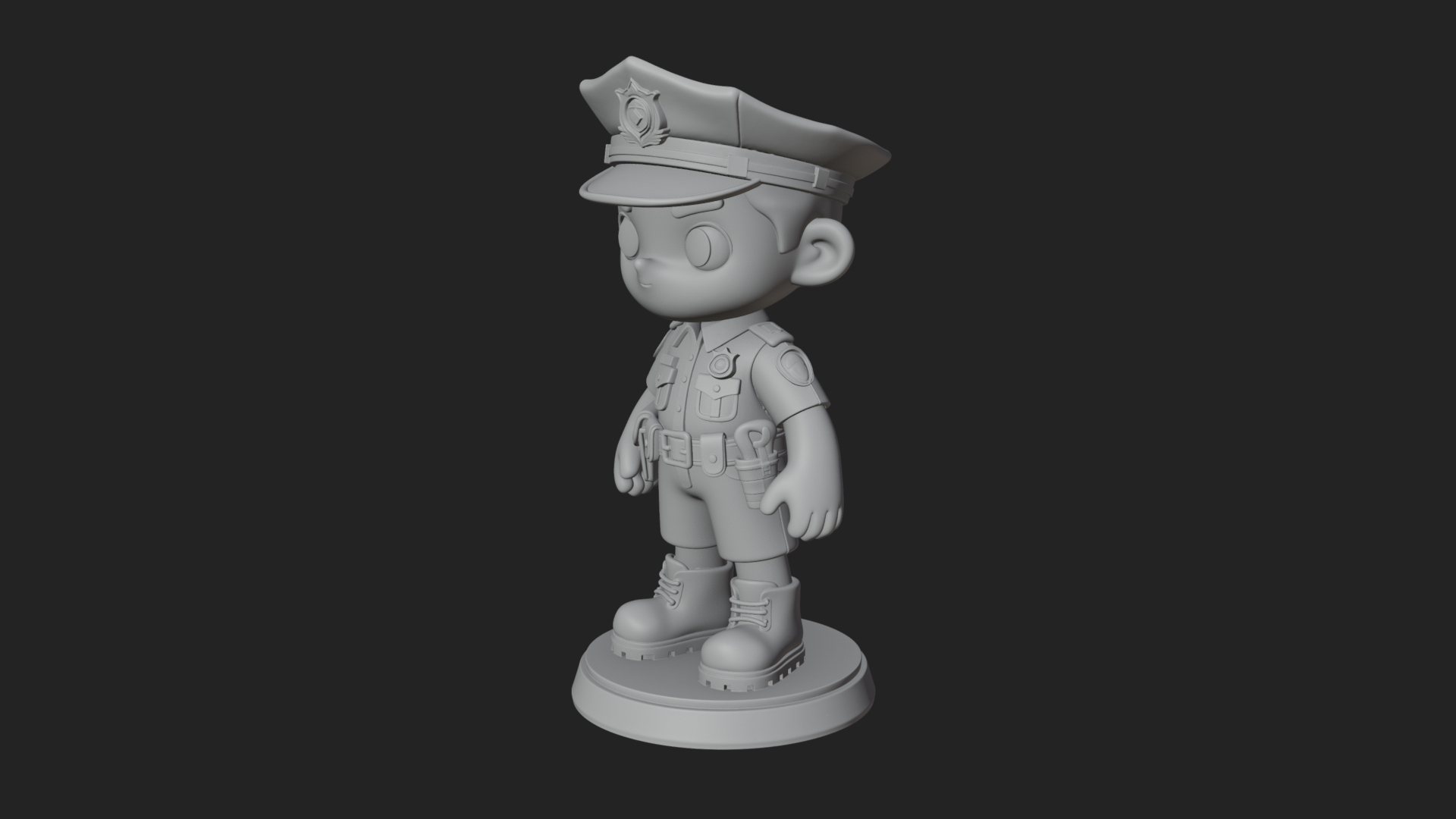 Chibi Police Officer Statue Design 8 3D Print Model 3D Model
