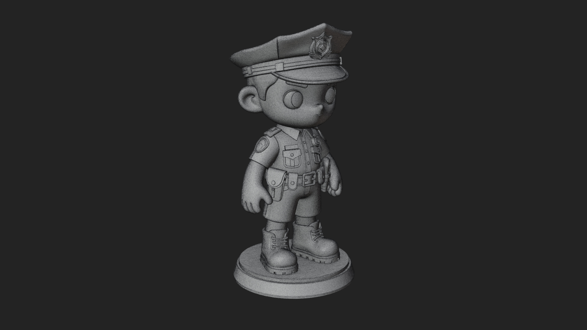 Chibi Police Officer Statue Design 8 3D Print Model 3D Model