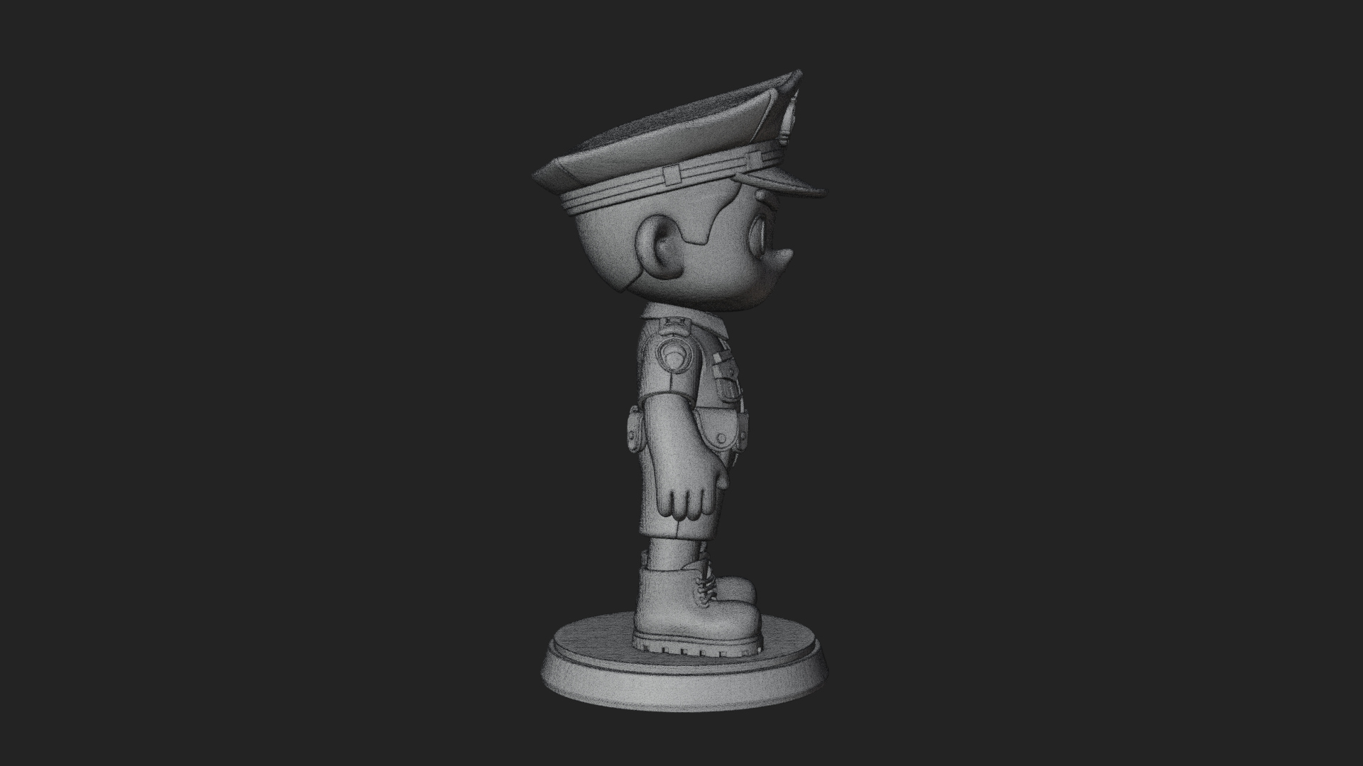 Chibi Police Officer Statue Design 8 3D Print Model 3D Model