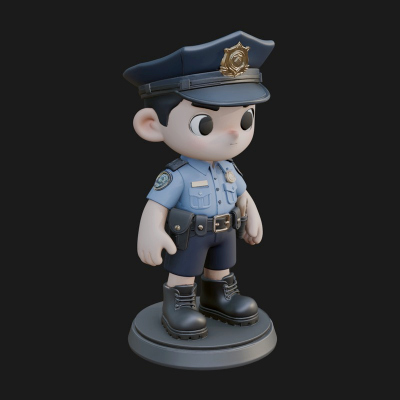 Chibi Police Officer Statue Design 8 3D Print Model