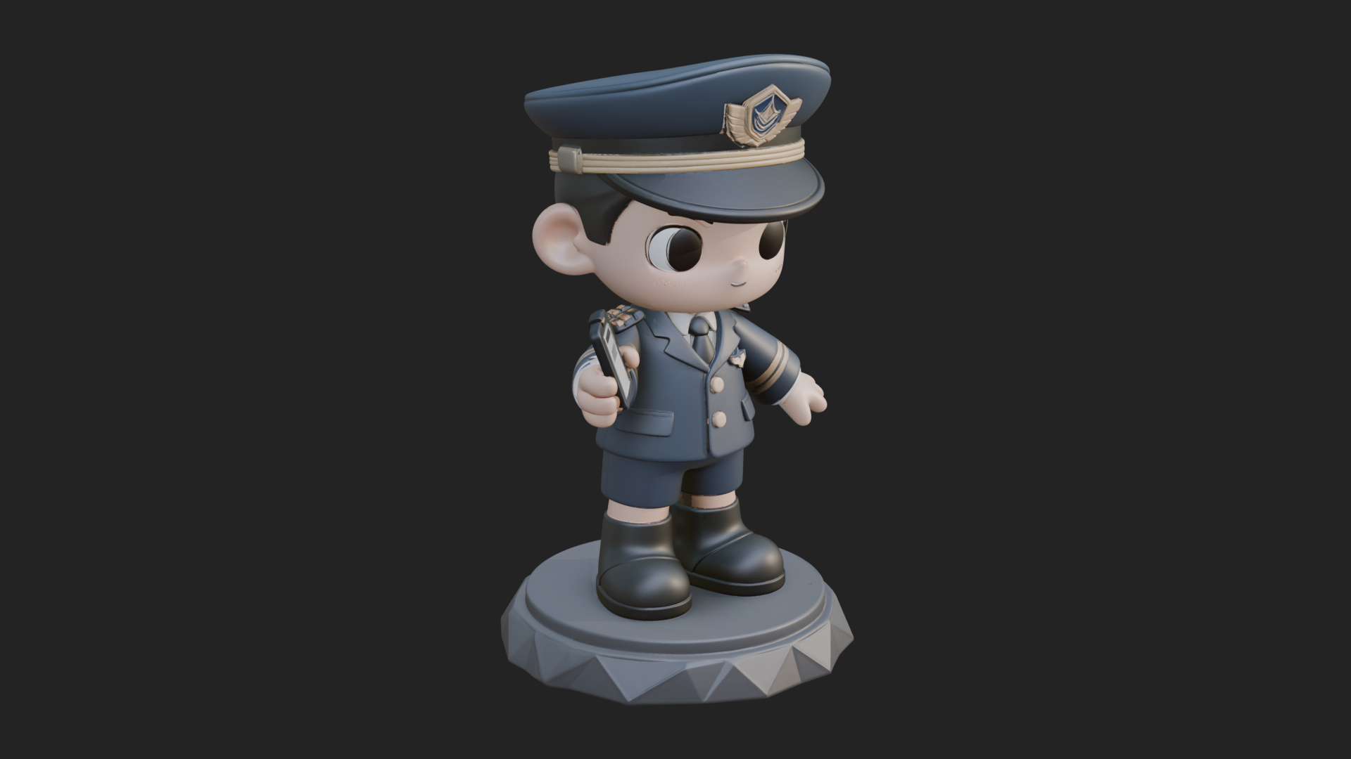 Chibi Police Officer Statue Design 9 3D Print Model 3D Model