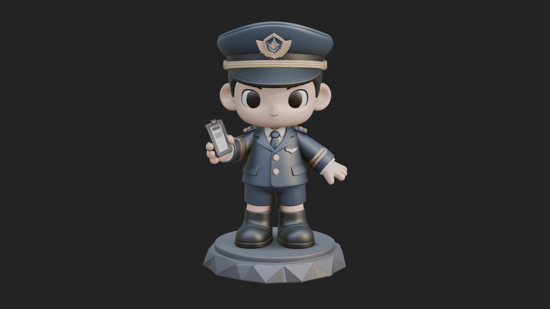 Chibi Police Officer Statue Design 9 3D Print Model 3D Model