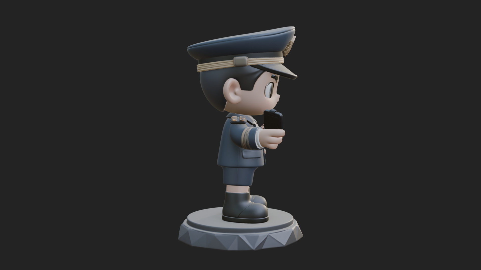 Chibi Police Officer Statue Design 9 3D Print Model 3D Model