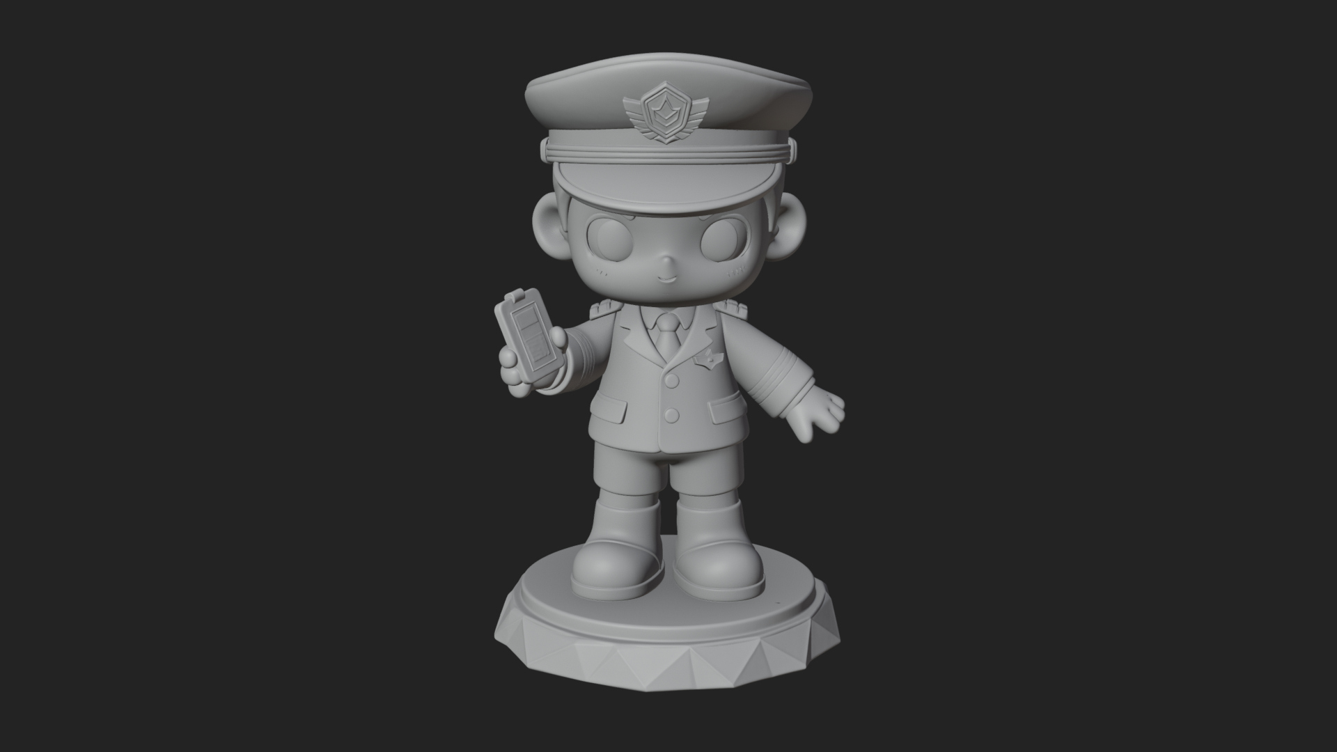 Chibi Police Officer Statue Design 9 3D Print Model 3D Model