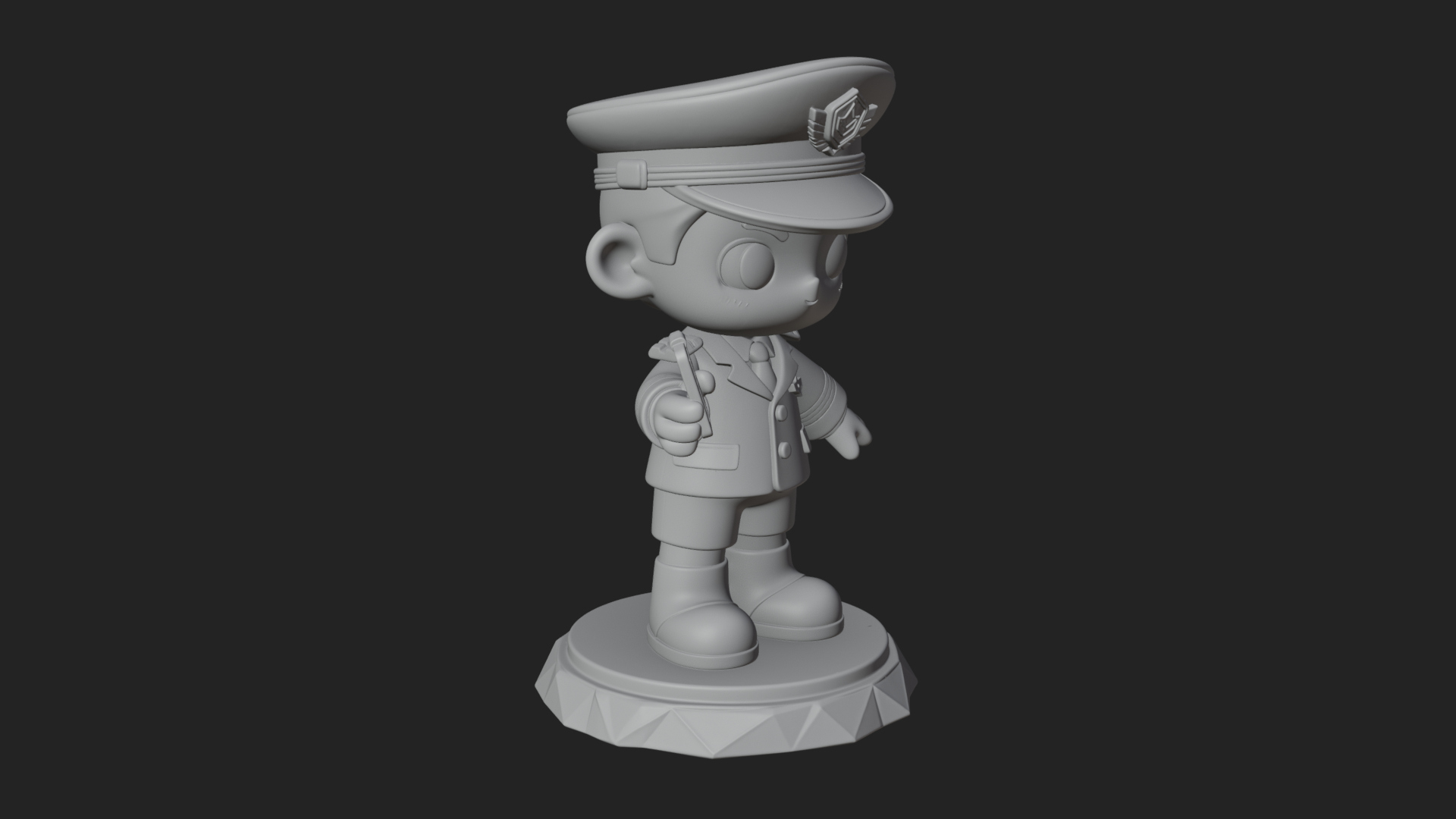 Chibi Police Officer Statue Design 9 3D Print Model 3D Model