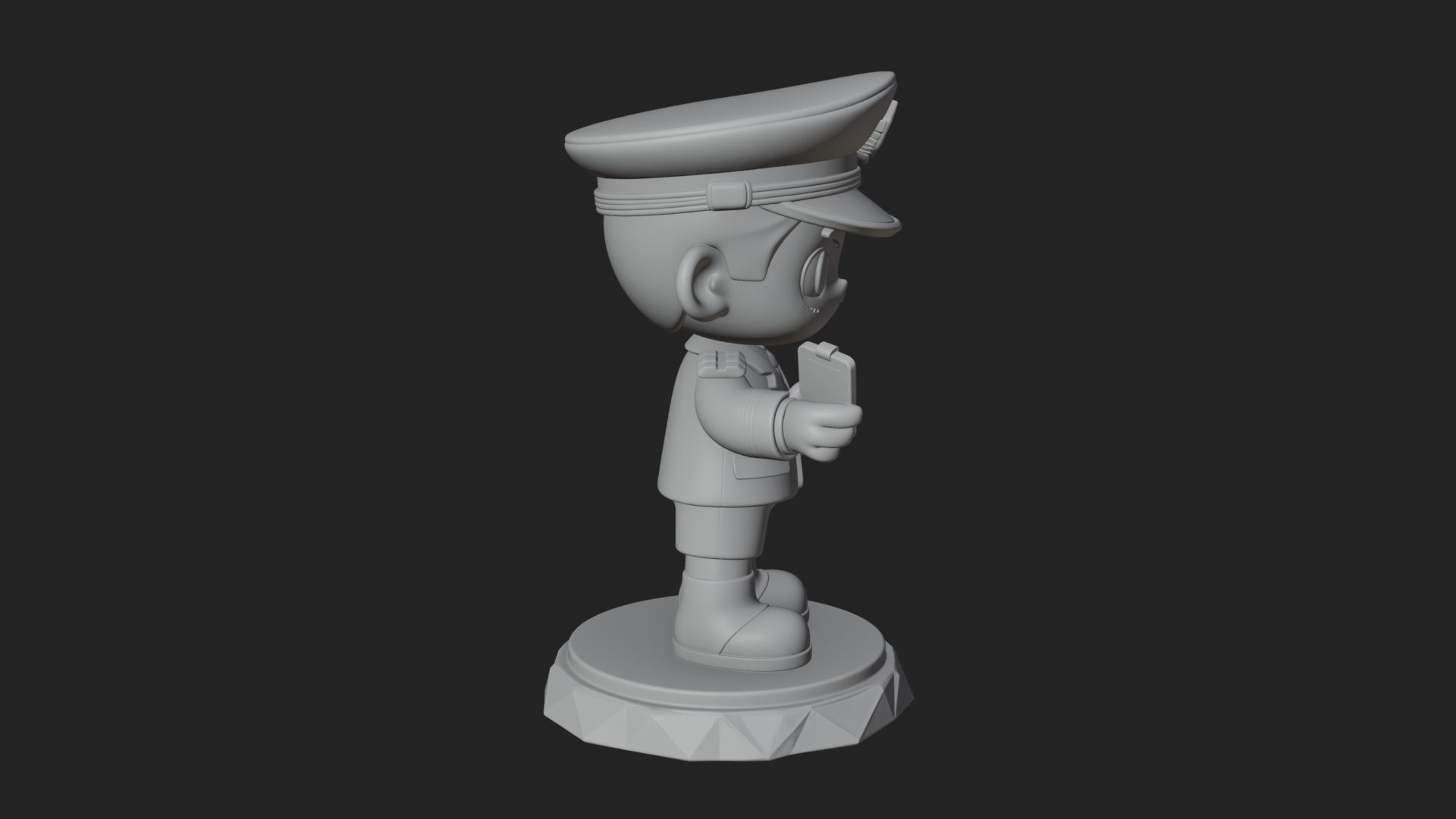 Chibi Police Officer Statue Design 9 3D Print Model 3D Model