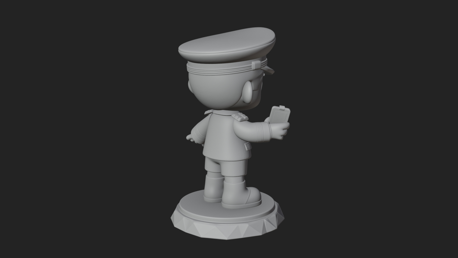 Chibi Police Officer Statue Design 9 3D Print Model 3D Model