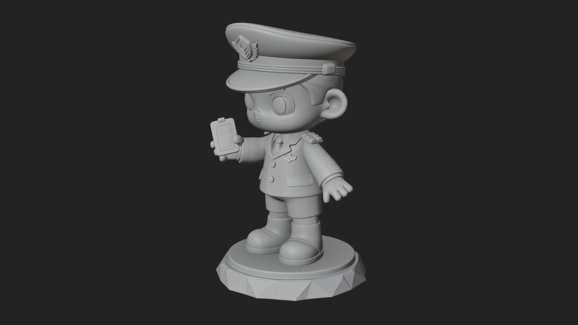 Chibi Police Officer Statue Design 9 3D Print Model 3D Model