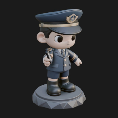 Chibi Police Officer Statue Design 9 3D Print Model