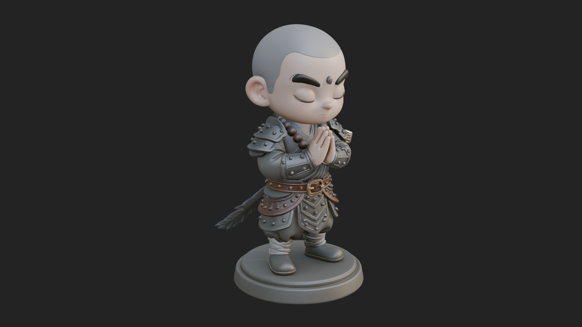 Chibi Praying Monk Statue Design 1 3D Print Model 3D Model