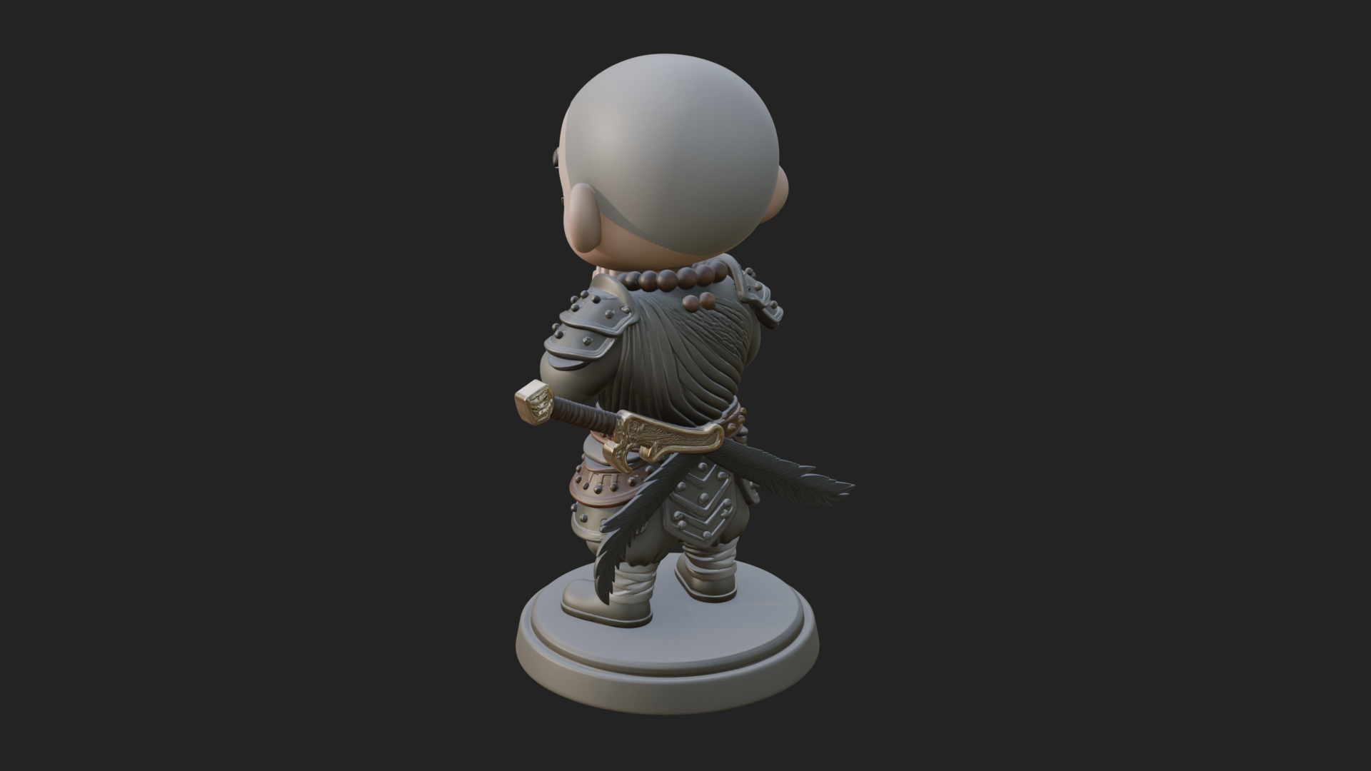 Chibi Praying Monk Statue Design 1 3D Print Model 3D Model