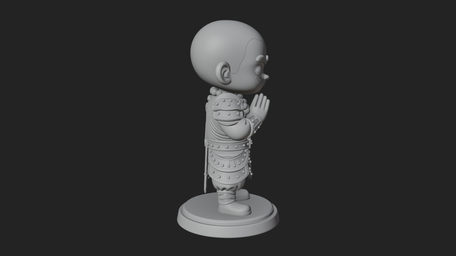 Chibi Praying Monk Statue Design 1 3D Print Model 3D Model
