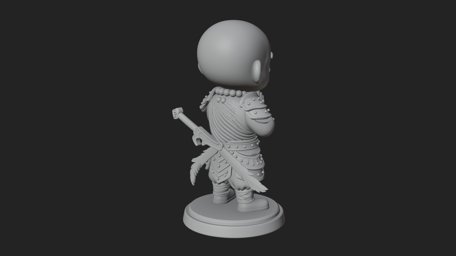 Chibi Praying Monk Statue Design 1 3D Print Model 3D Model