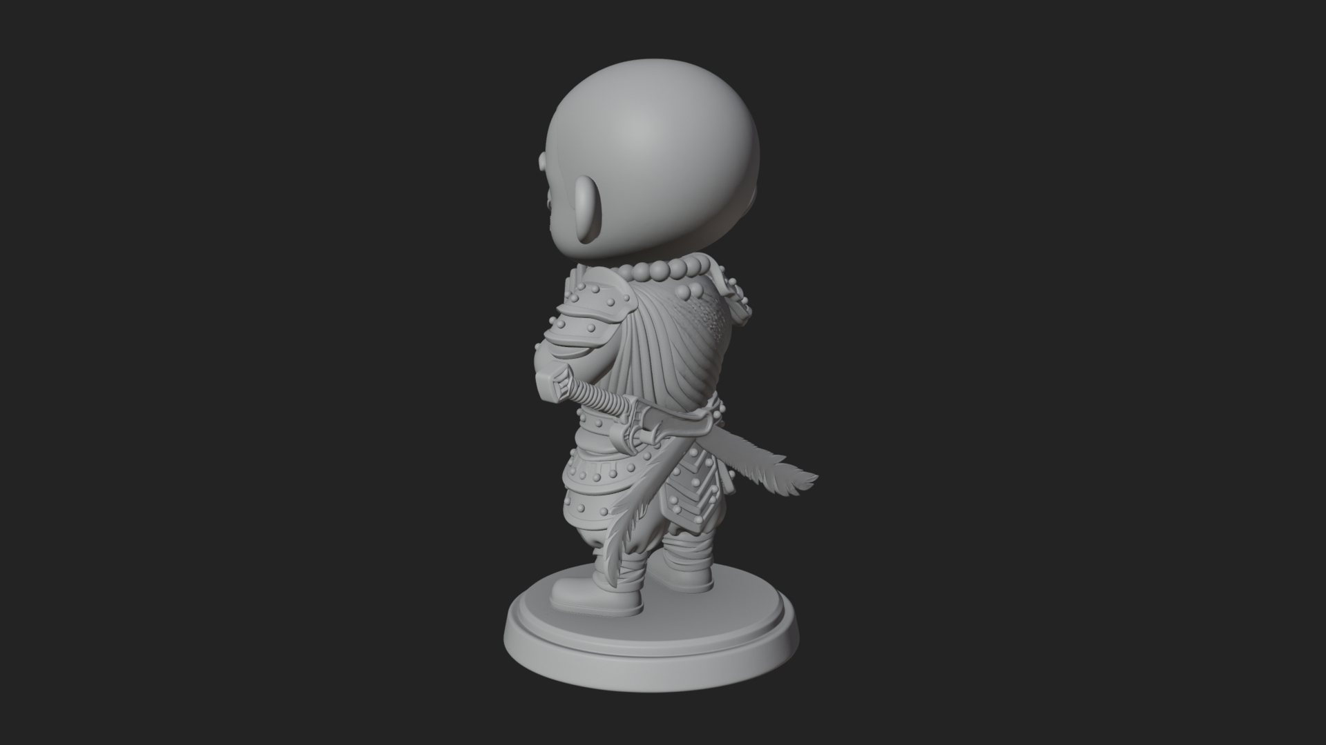 Chibi Praying Monk Statue Design 1 3D Print Model 3D Model