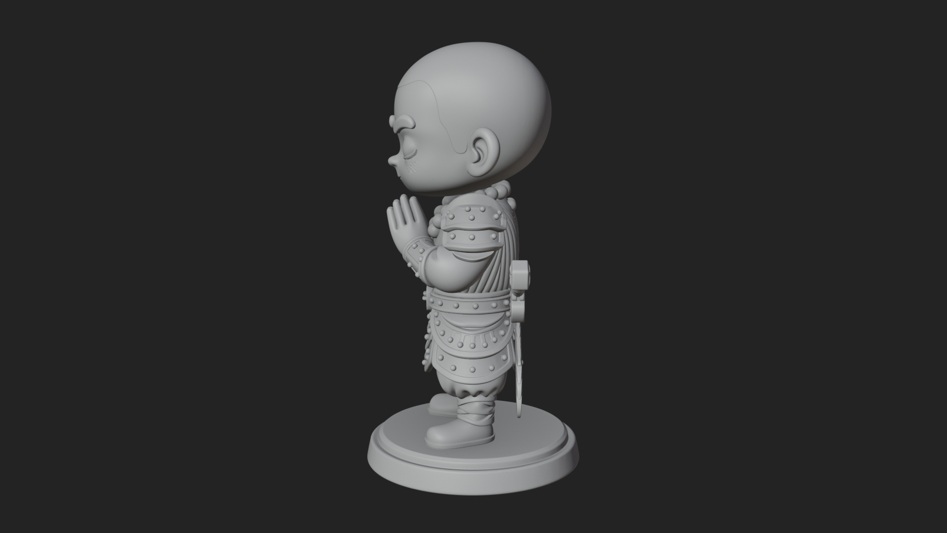 Chibi Praying Monk Statue Design 1 3D Print Model 3D Model