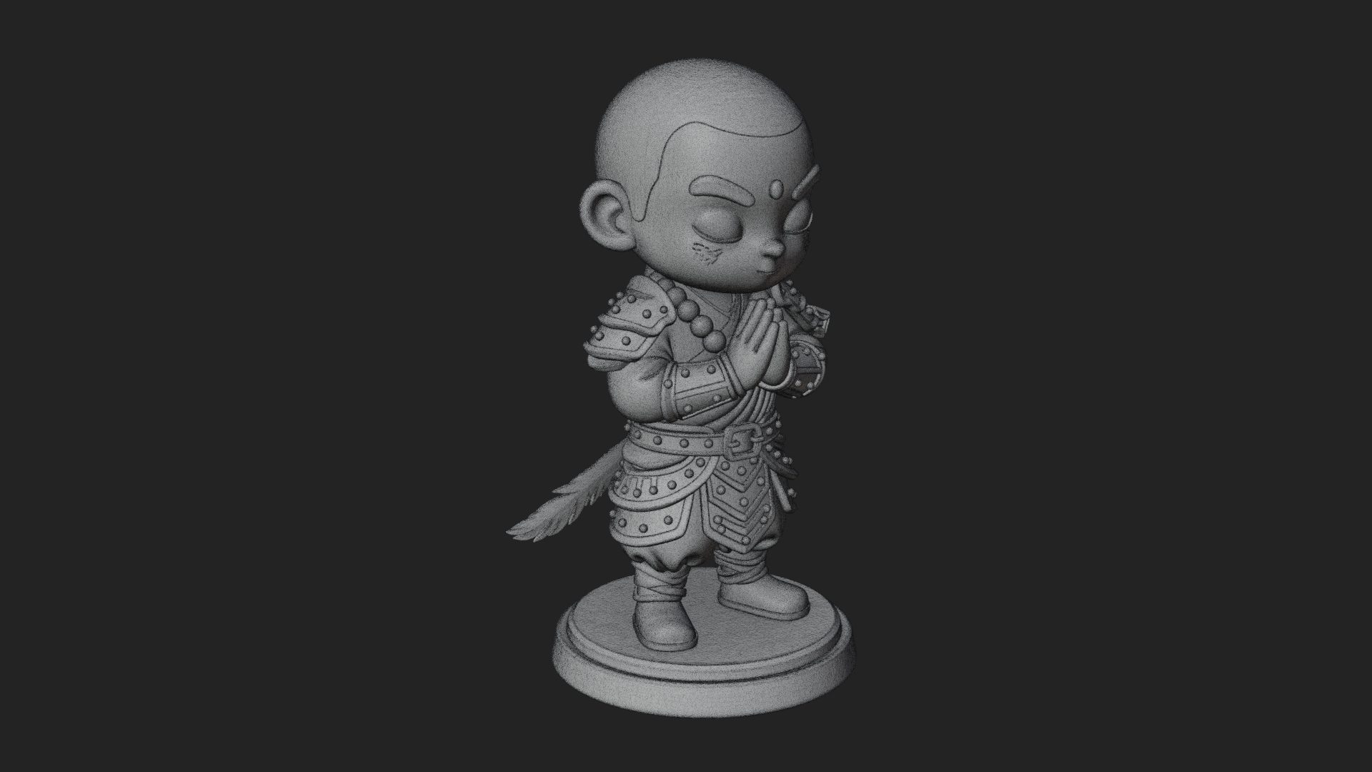 Chibi Praying Monk Statue Design 1 3D Print Model 3D Model