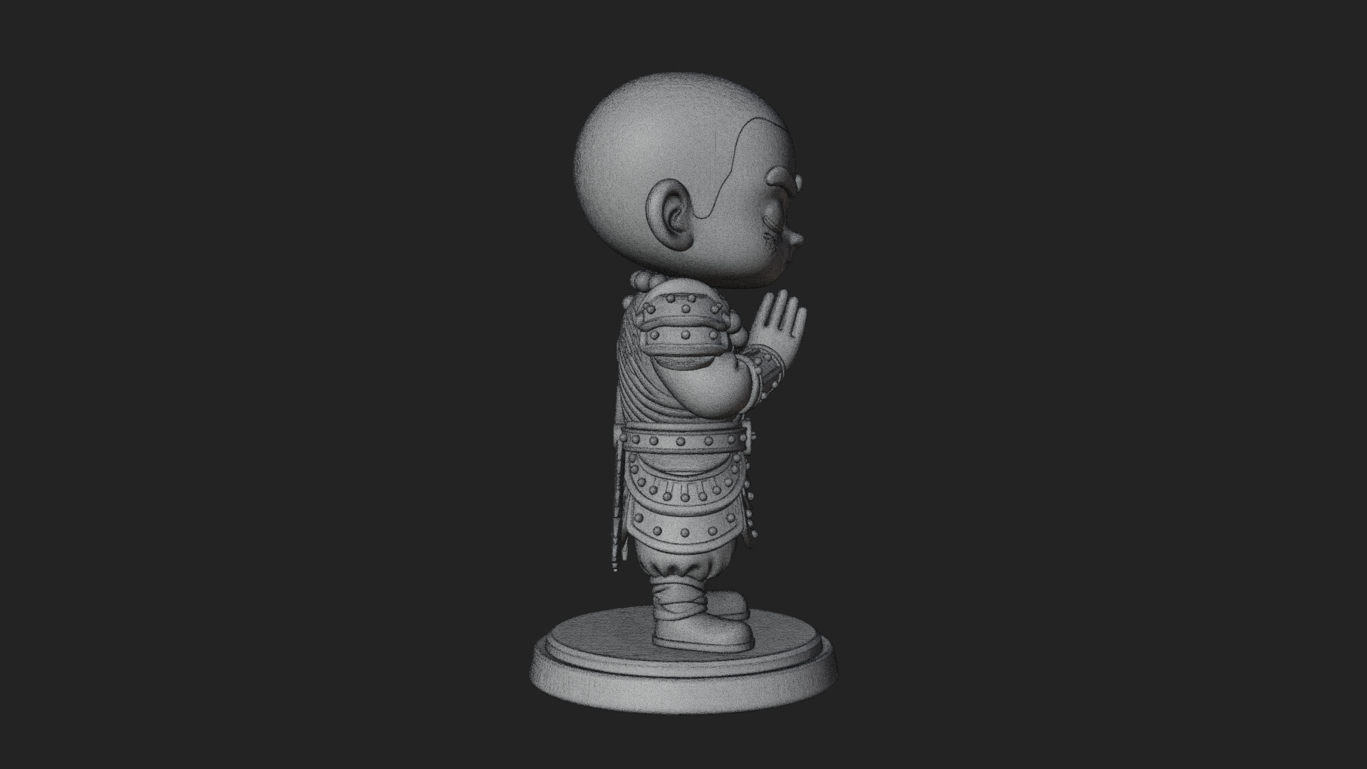 Chibi Praying Monk Statue Design 1 3D Print Model 3D Model