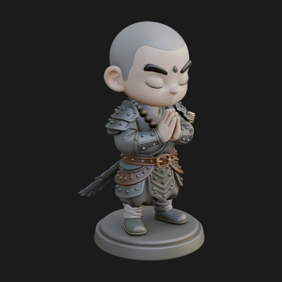 Chibi Praying Monk Statue Design 1 3D Print Model