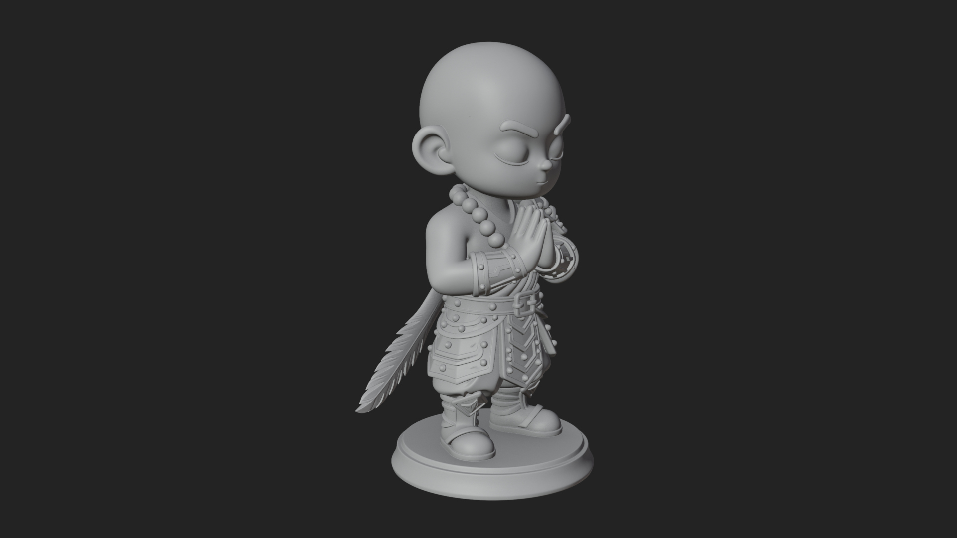 Chibi Praying Monk Statue Design 2 3D Print Model 3D Model