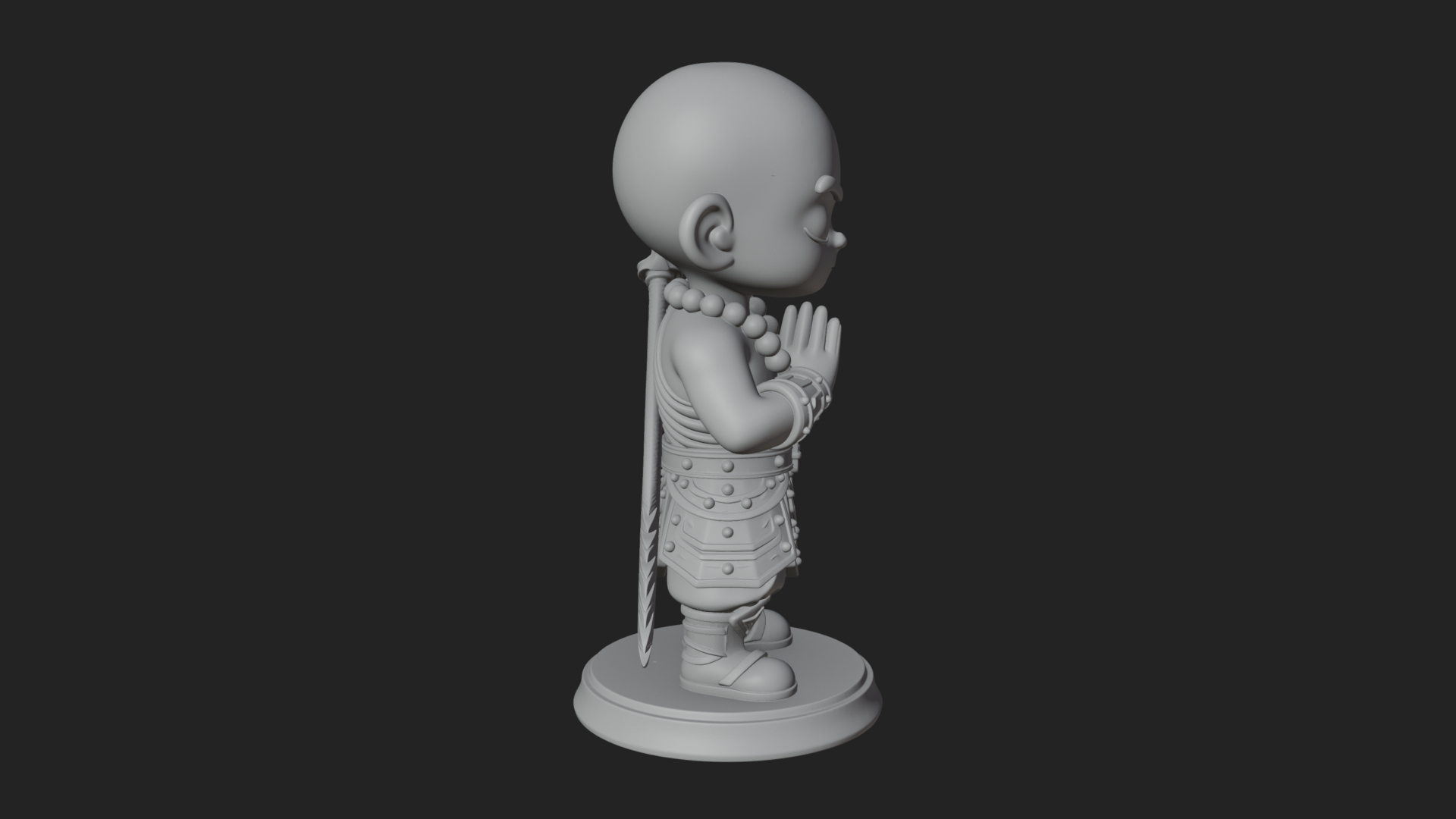 Chibi Praying Monk Statue Design 2 3D Print Model 3D Model