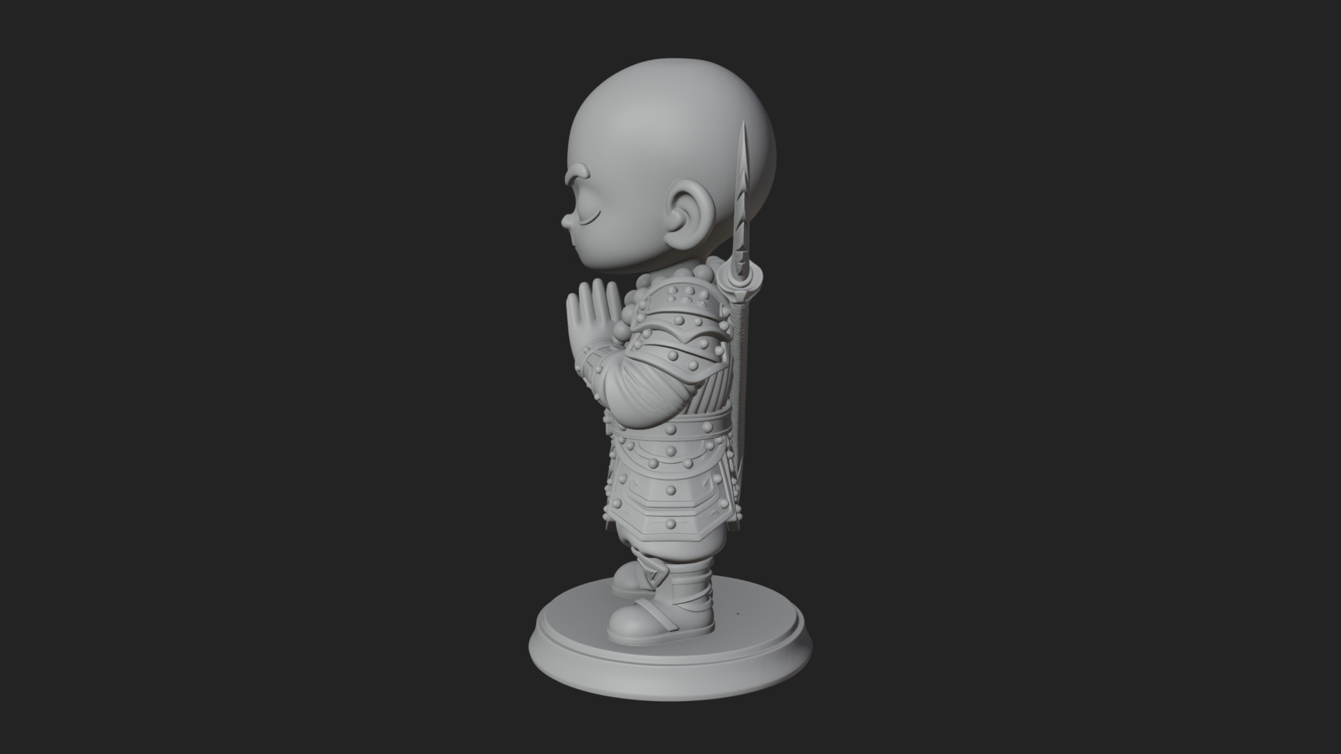Chibi Praying Monk Statue Design 2 3D Print Model 3D Model