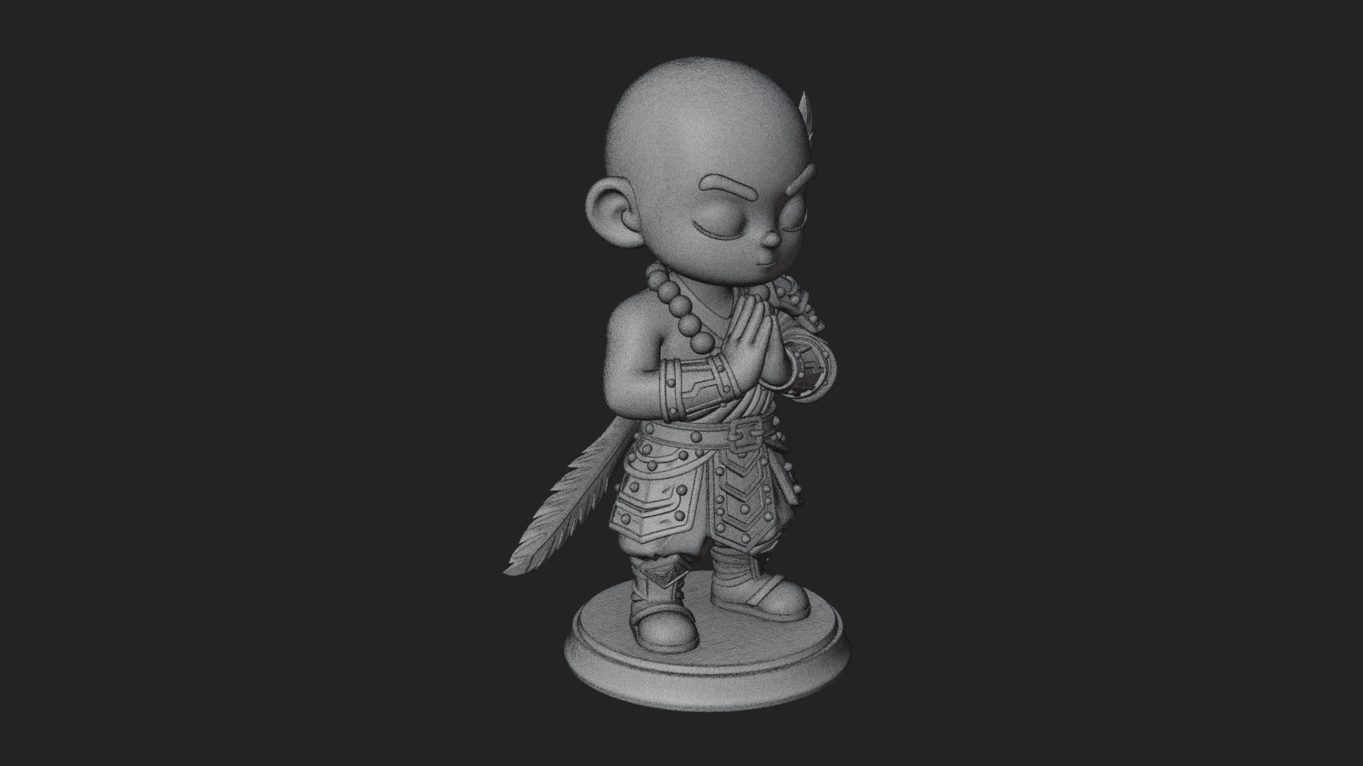 Chibi Praying Monk Statue Design 2 3D Print Model 3D Model