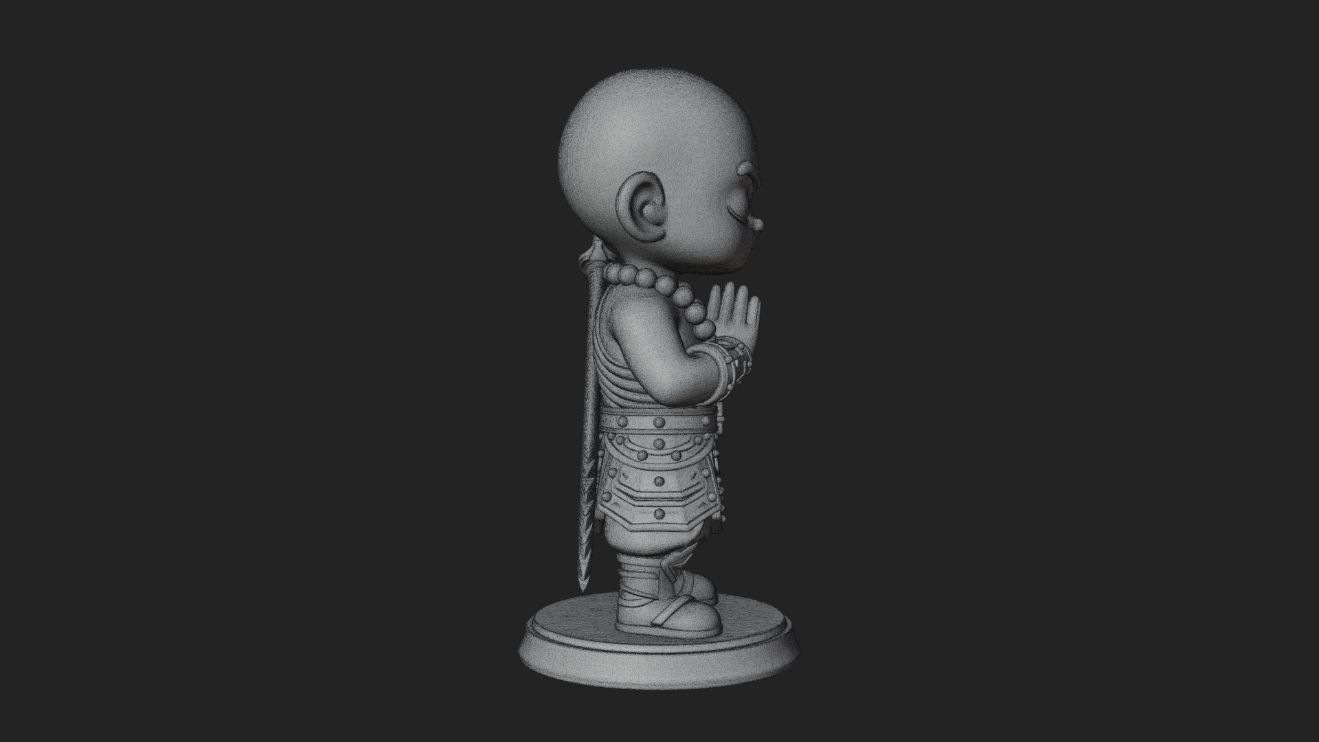 Chibi Praying Monk Statue Design 2 3D Print Model 3D Model